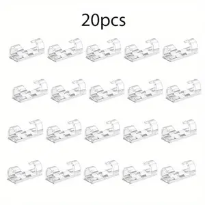 20Pcs Transparent Cable Organizer Fixer No Punch Desktop Data Cable Organizer Cable Winder Kitchen Wall Plug Winder