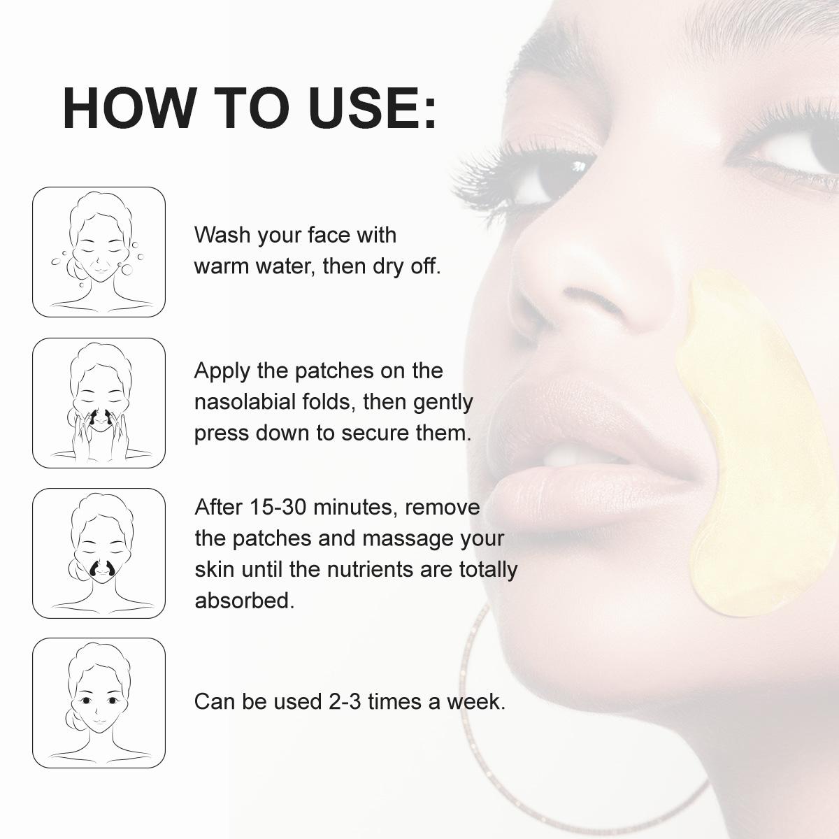 24K Gold Collagen Nasal Folds Patch, 1 Box Moisturizing Gel Mask, Hydrating Face Mask, Nose Line & Nose Groove Patches, Men's Skincare Product