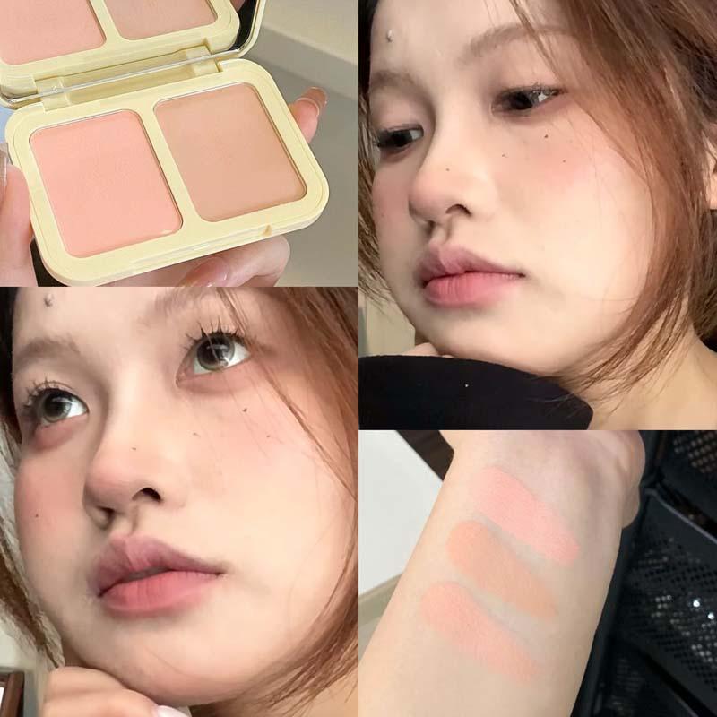 ✨ 2-in-1 Blush Palette with Mirror 🪞 Cheek Makeup Duo Dual Color Cheek & Eyeshadow｜Lightweight Natural Look & Long-Lasting Matte Blur Effect 🕑 Natural Flush for All Skin Tones 🌸 Perfect Christmas Gift & Unisex Makeup Must-Have！