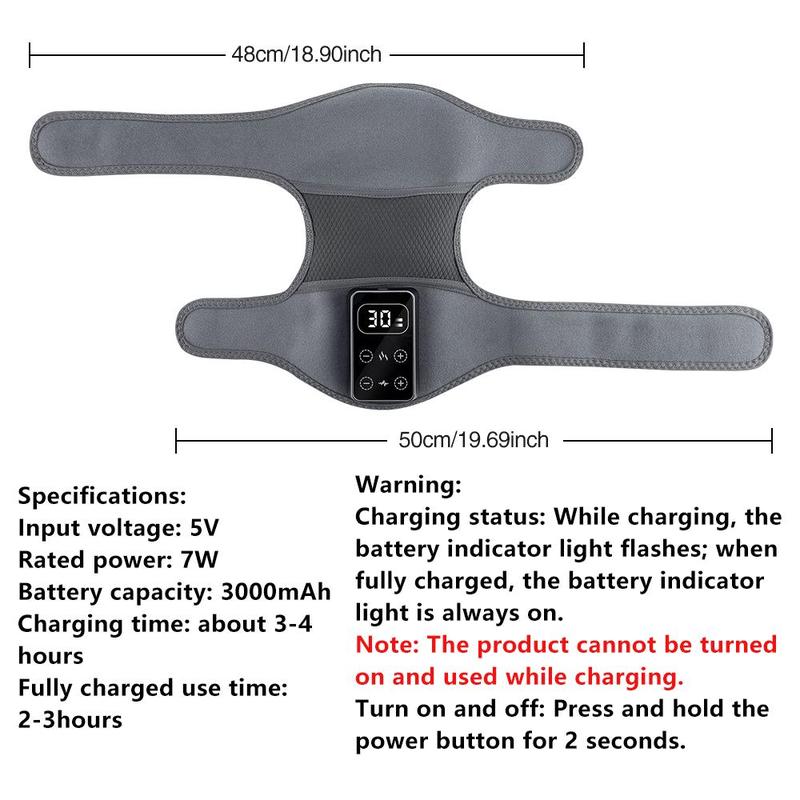 Heated Vibration Knee Pad, 1 Count 5 Level Knee Heating Massager Wrap, Knee Elbow Massage Relaxation Tool for Women & Men, USB Rechargeable Massagers