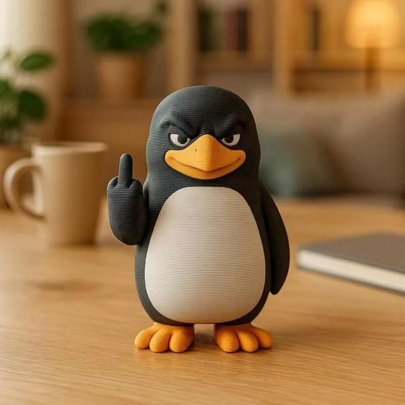 Funny Penguin Home Decor Sculpture, Cartoon Sand Carving Desktop Ornament, Office Desk Decoration, Trendy and Unique Design