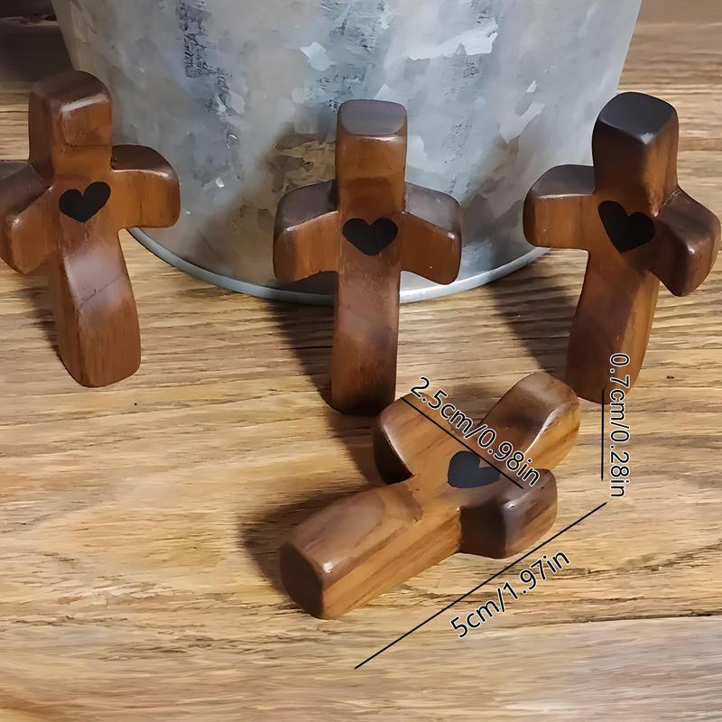 3pcs Wooden Cross Decoration, Anxiety Relief Comfort Cross fidget for Clutching,Clinging and Praying, Spiritual Symbols for Home & Office