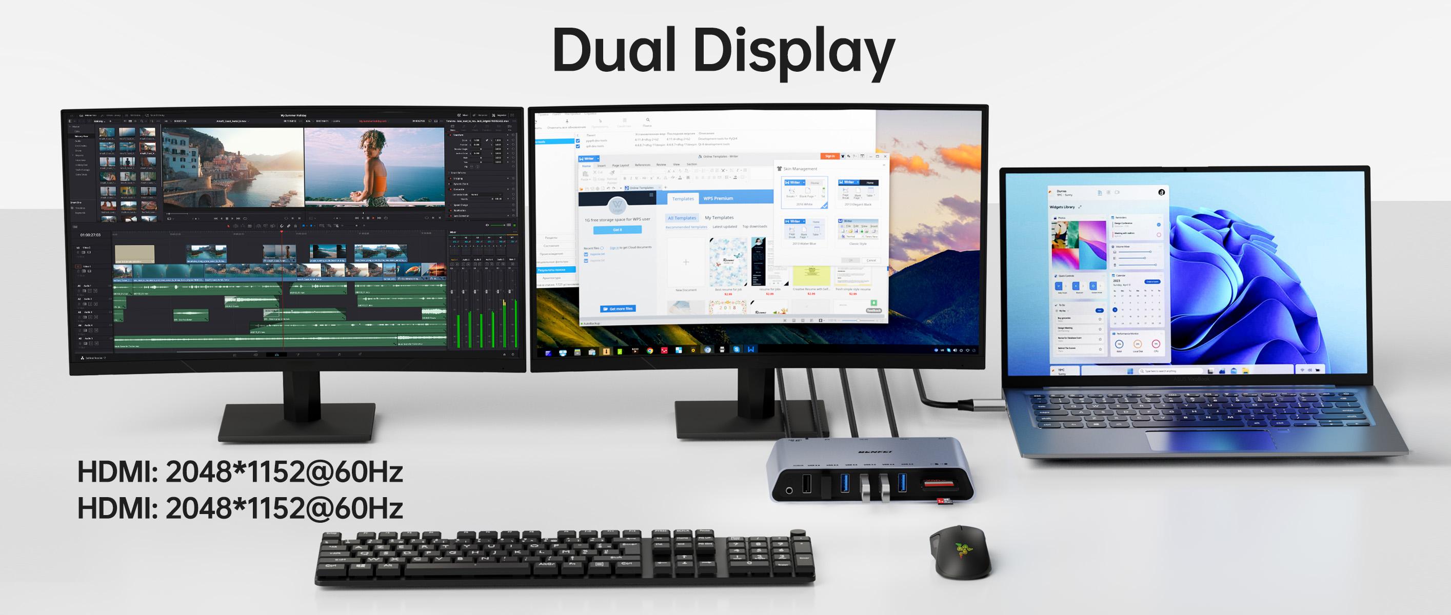 BENFEI DisplayLink 12-in-1 USB 3.0 Universal Docking Station with Dual ...