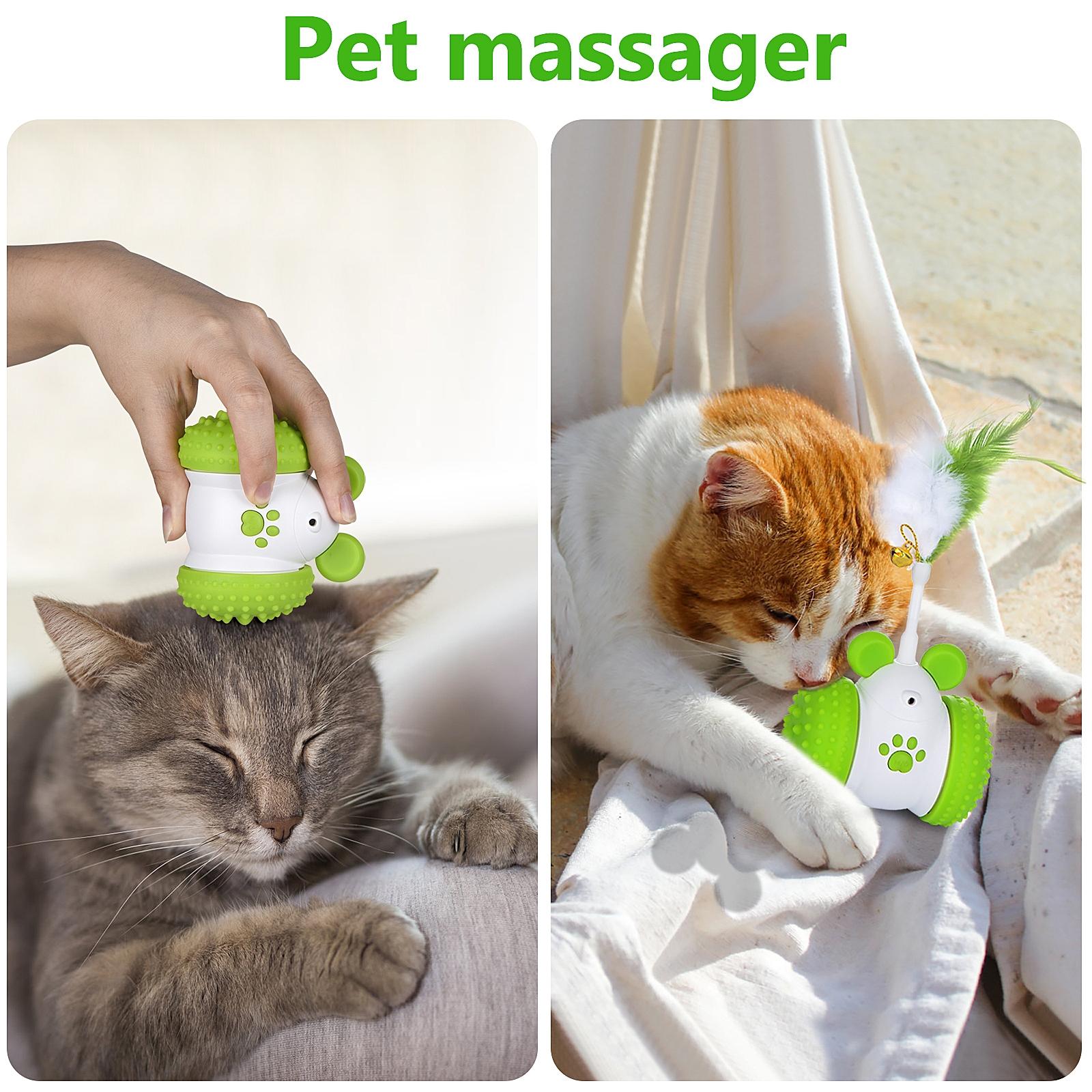Smart Cat Toy with Laser & Feather, 360° Automatic Rotating, Random Motion & Bell, Interactive Play, Keep Cat Entertained & Active