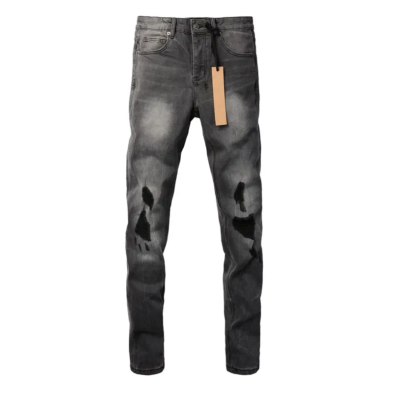 Men's Vintage School-Style Washed Distressed Ripped Slim Fit Casual Comfy Denim Trousers - Stretch, High-Quality, Below Knee Leisure Jeans with Pocket, All Season