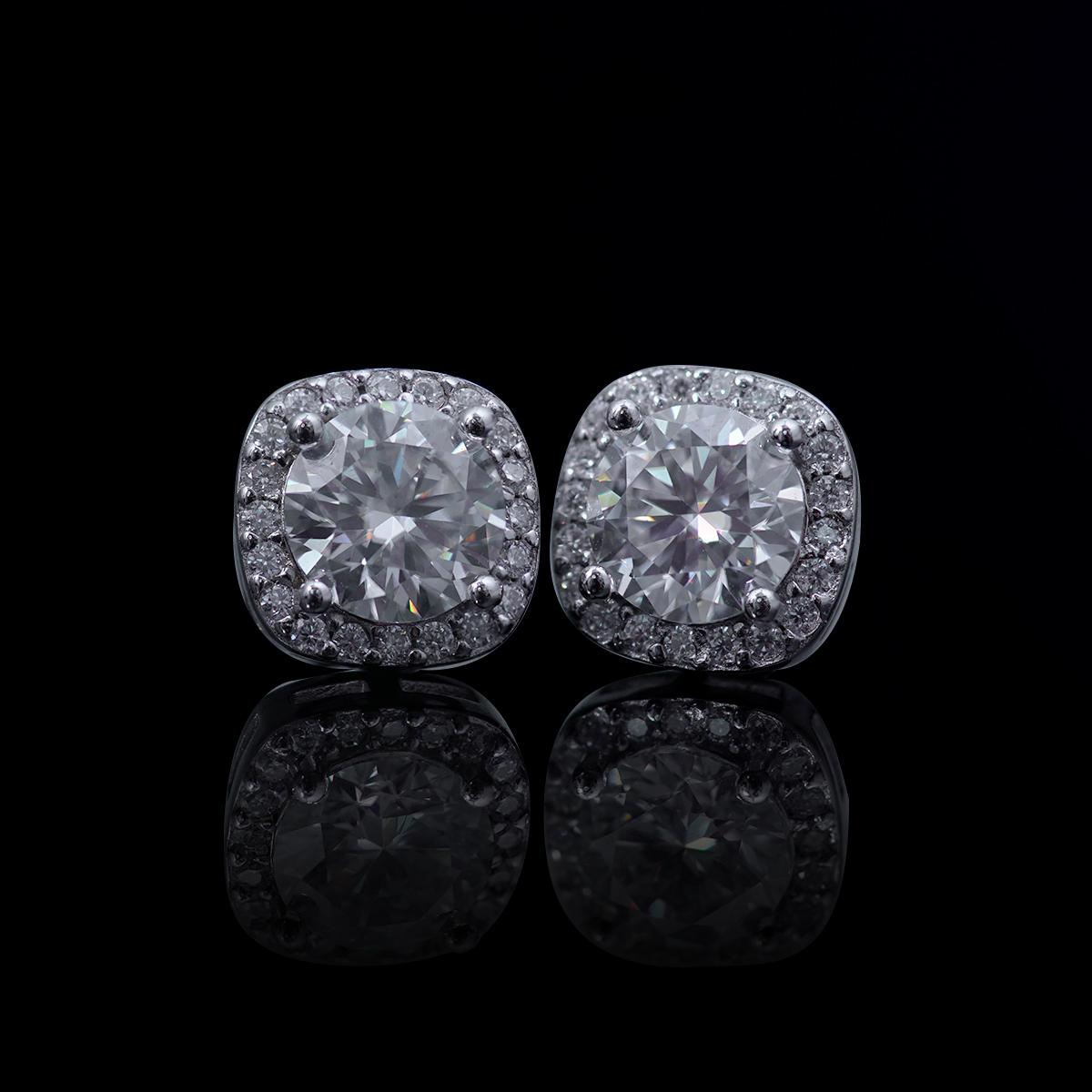 Delzzad Synthetic Moissanite Halo Square Stud Earrings Birthday Anniversary Mother's Day Gifts for Men Women Delzzad Synthetic Moissanite Halo Square Stud Earrings Birthday Anniversary Mother's Day Gifts for Men Women