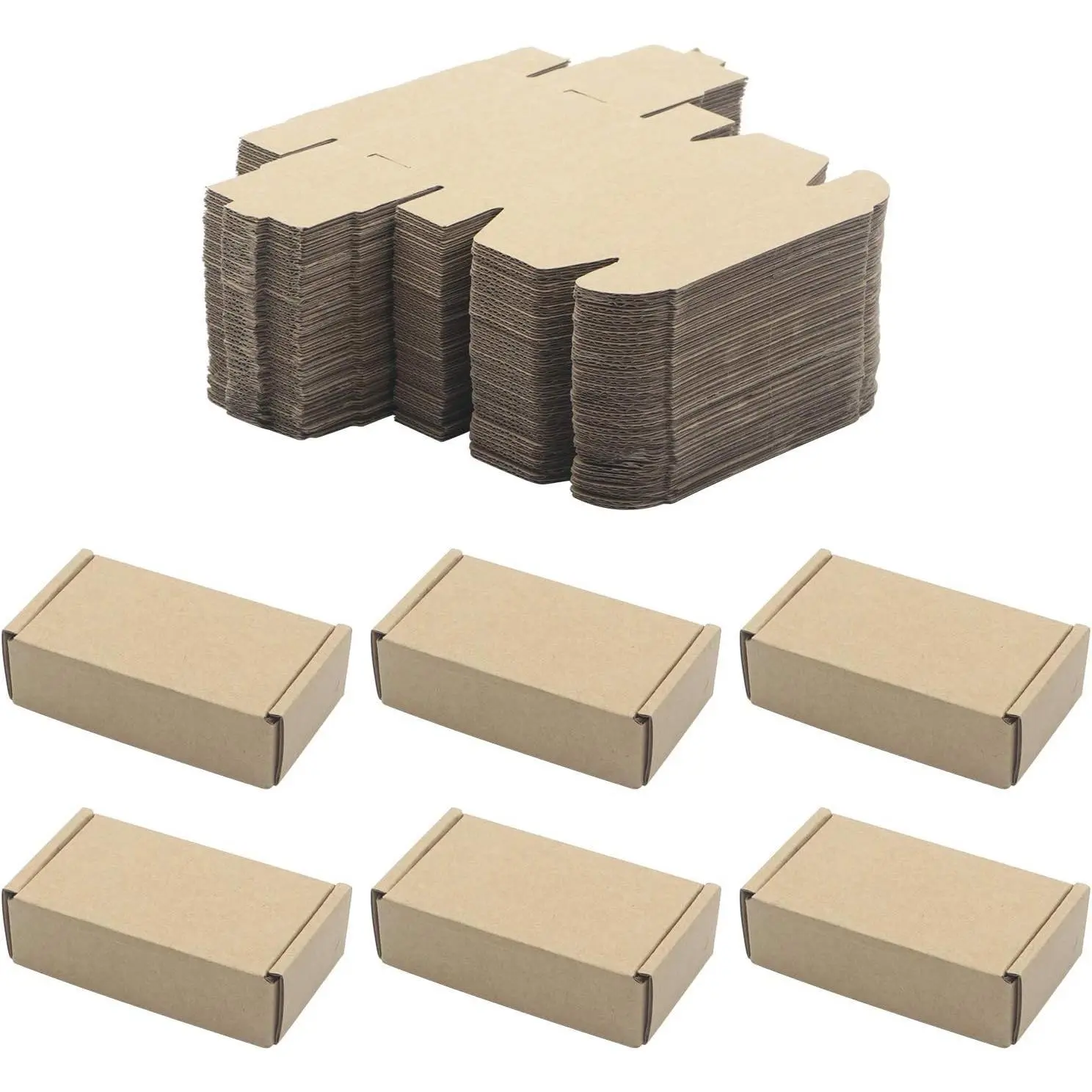 50 Pack Kraft Paper Boxes, Foldable Rectangular Corrugated Shipping Boxes for Packing and Storing Small Items, Lightweight Sturdy Cardboard, Brown, 3.62 x 1.98 x 1.02 inchesGift
