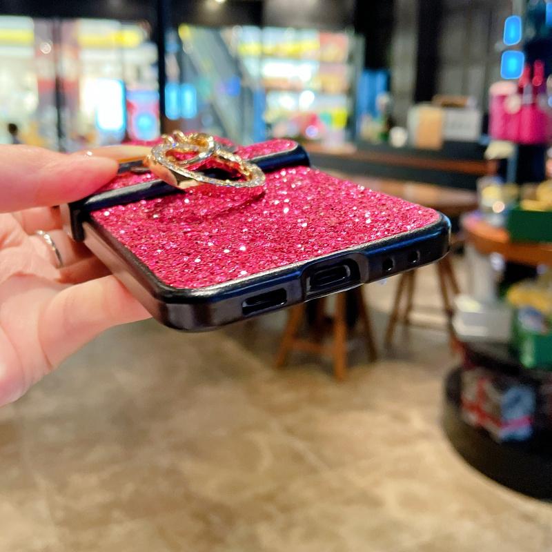 Luxurious shiny diamond rhinestone Glitter Ring Buckle Hard PC Phone Case For Moto Razr 50 60 Ultra 2025 + 2024 Protective 3-PIECE Back Cover