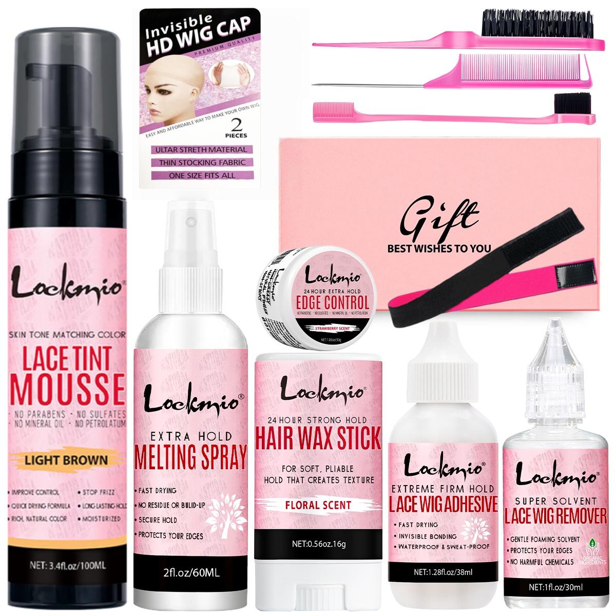 Hair Styling Tool Set, 11-Piece Set with Hair Wax Stick, Lace Wig Glue, Lace Wig Remover, Melting Spray, Lace Tint Mousse, Wig Cap, Hair Band, Brush and Comb, Lace Wig Adhesive Kit #TOP PICKS