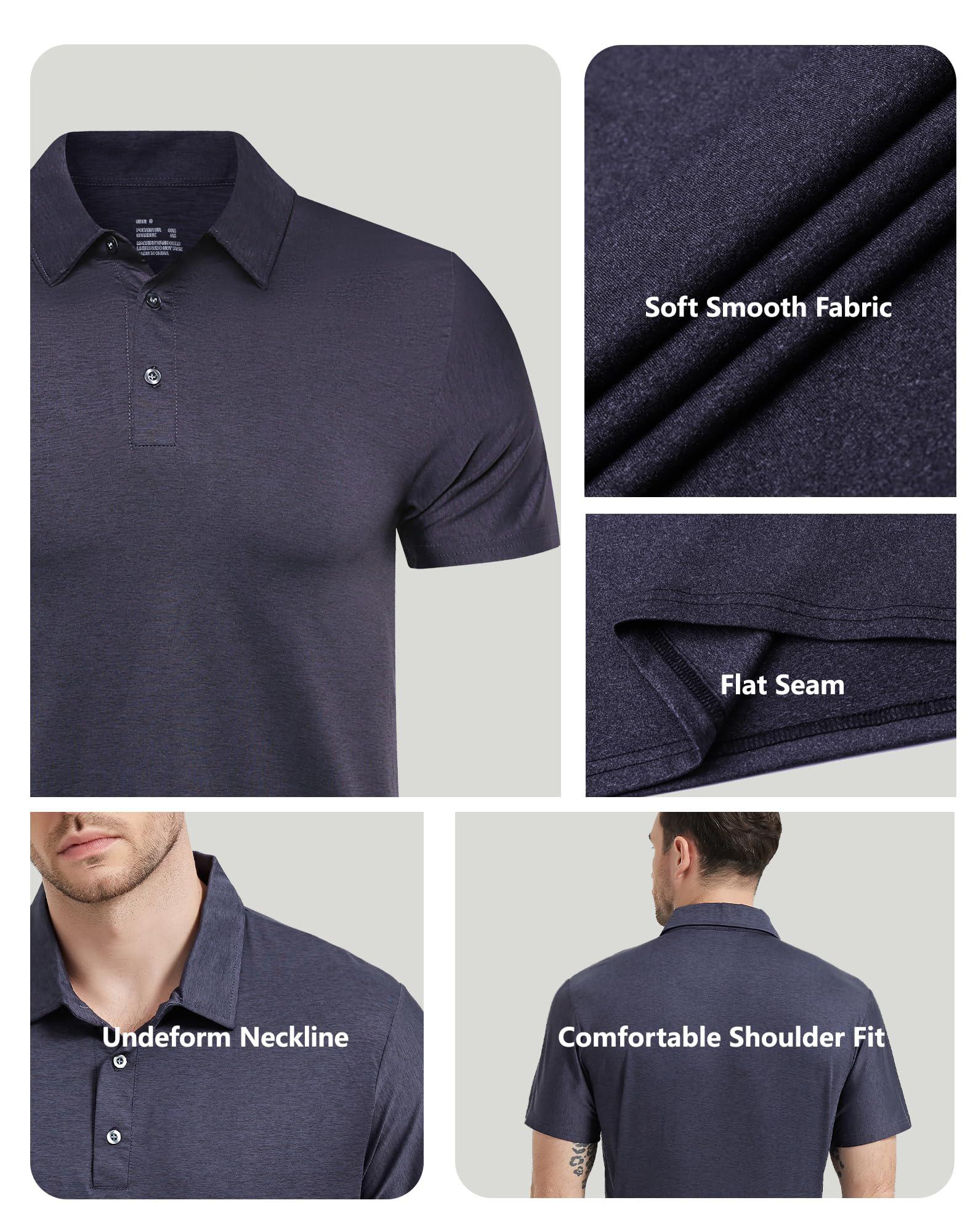 6 Pack  Mens Polo Shirts Performance Short Sleeve Golf Shirt Moisture Wicking Athletic Casual Collared T-Shirt