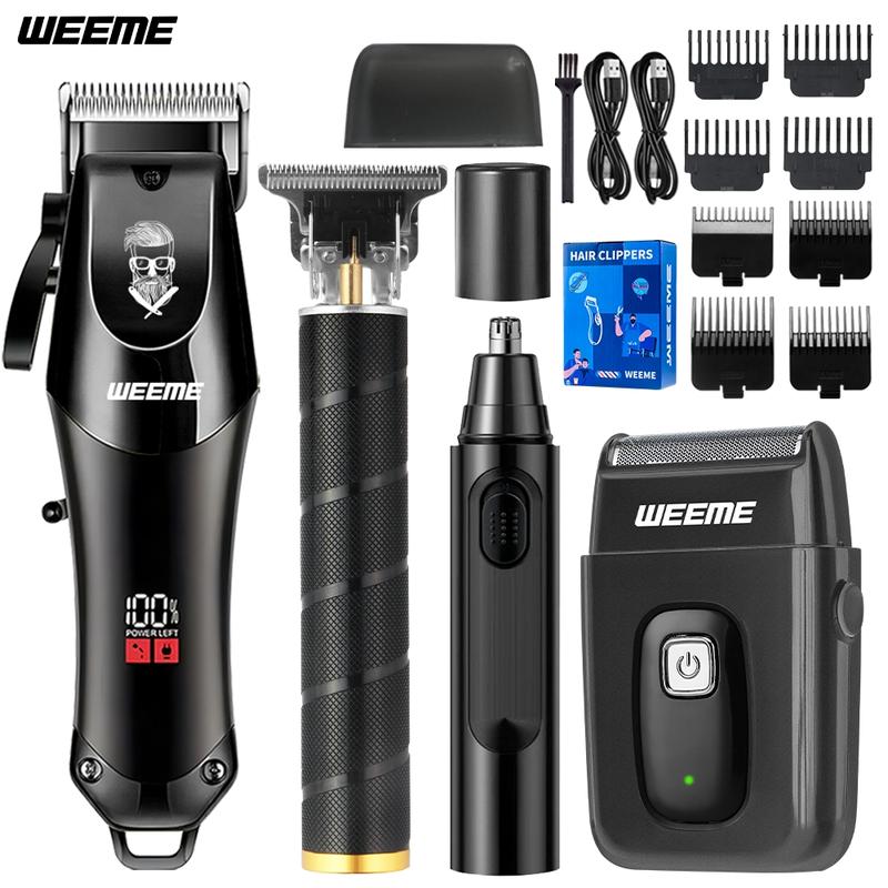 Professional Men's Grooming Kit, Electric Shaver Set with Trimmer, Nose Hair Clipper, Razor, Comb Attachments, Ideal Gift for Him