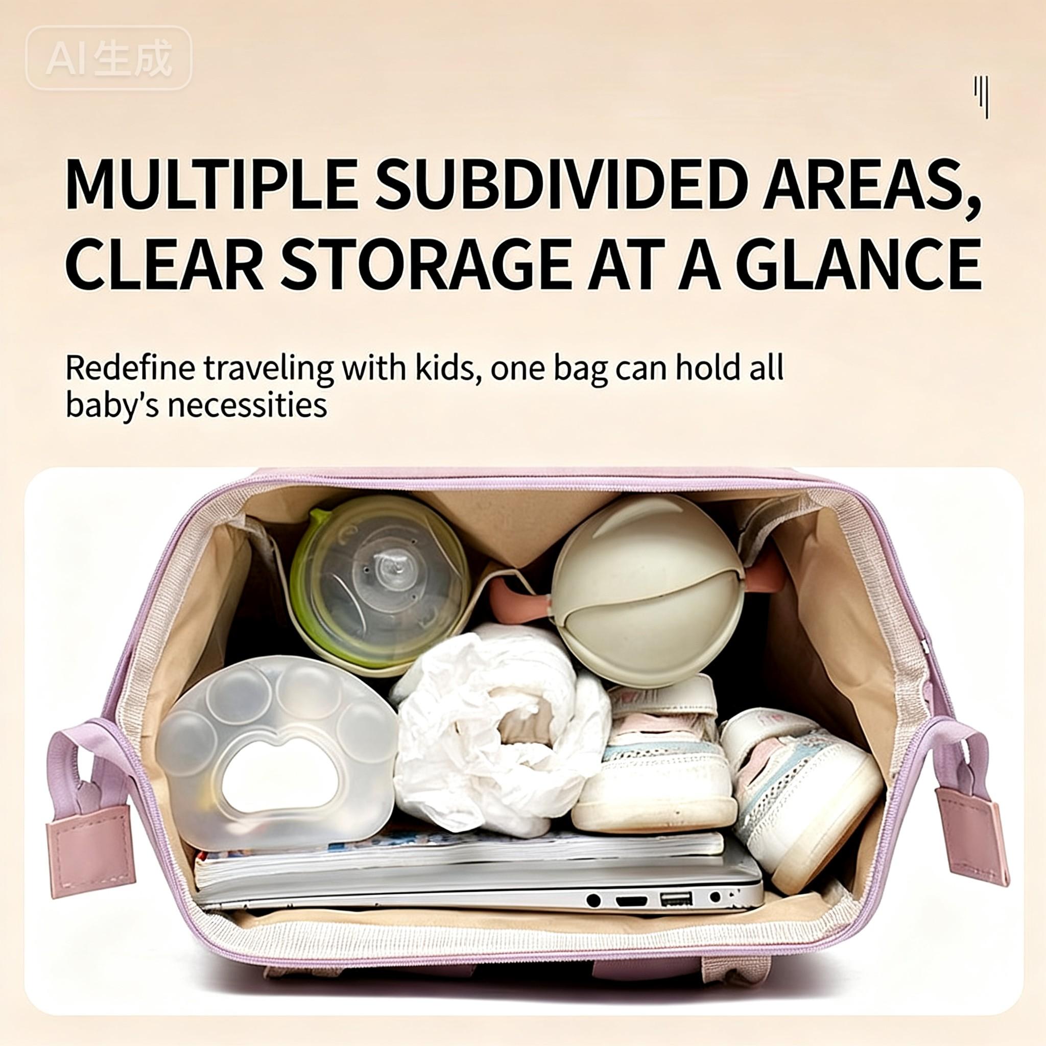 Mommy Bag Fashion Large Capacity Multi-Functional Backpack, Baby Travel Organizer, Dual Shoulder Bag for Mothers, 1pcs