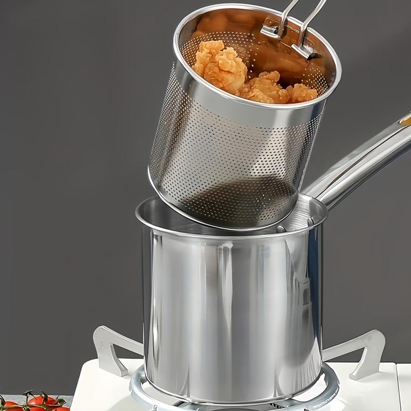 Stainless Steel Deep Frying Pan with Lid, 1 Count Non-stick Deep Fryer with Oil Drip Filter Rack for Fried Chicken Stainless Steel Deep Frying Pan with Lid, 1 Count Non-stick Deep Fryer with Oil Drip Filter Rack for Fried Chicken