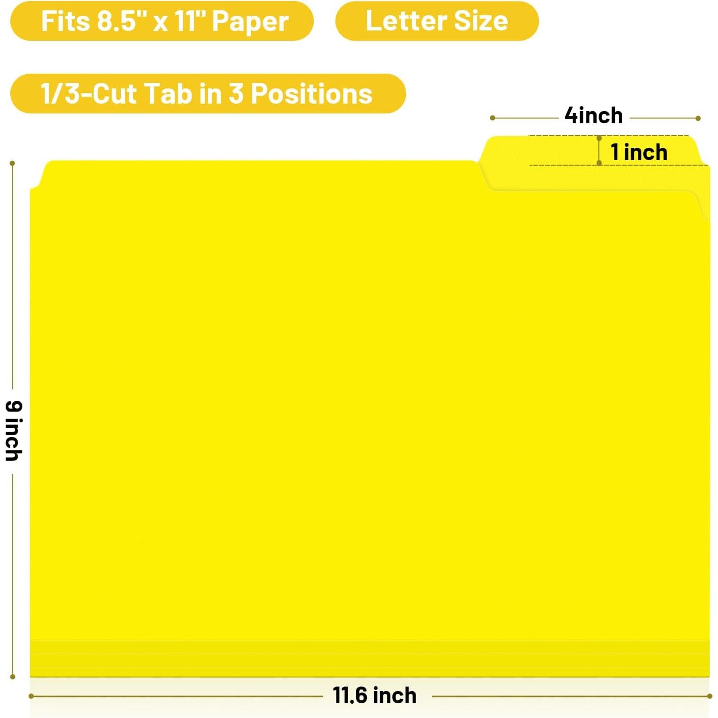 Bright Colors Recycled Plastic File Folders, Letter Size 8.5x11, 6-Pack with 1/3-Cut Tabs, Poly Folders for Office, School Document Organization