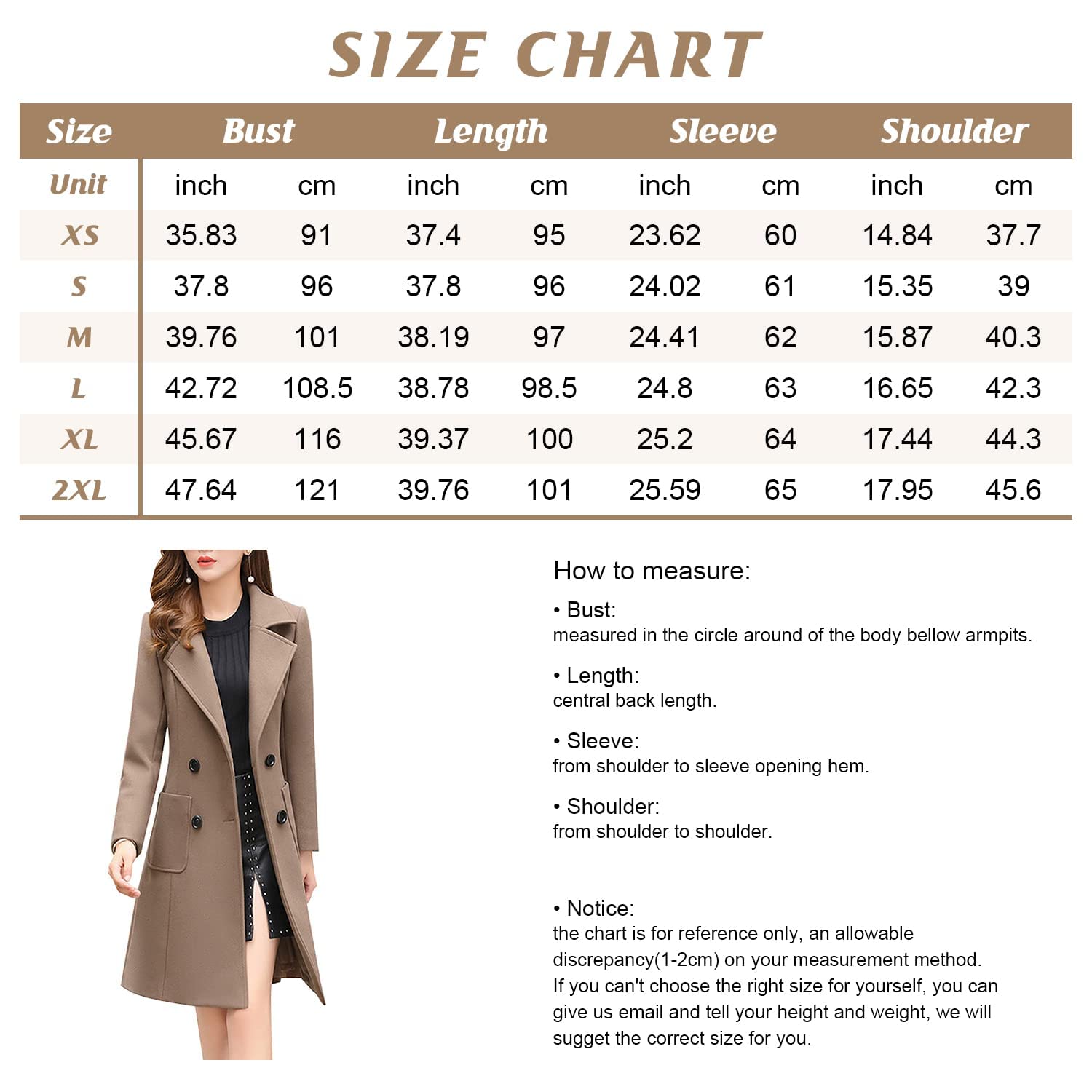 Chouyatou Women Elegant Notched Collar Double Breasted Wool Blend Over Coat Womenswear Army Women's Elegant SpringStatements