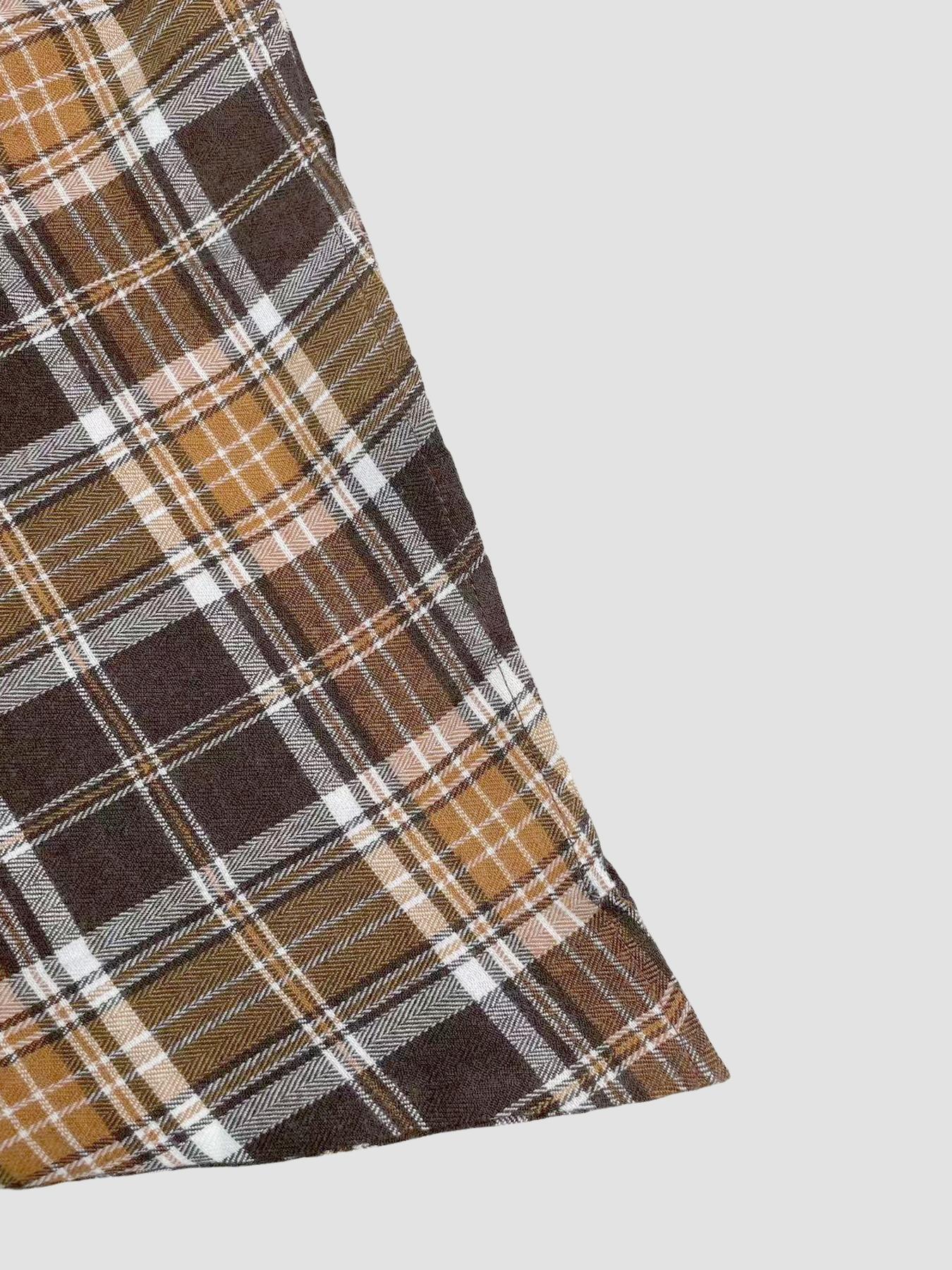 Women's Plaid Woven A-Line Long Dress,flared skirt， Casual Loose Fit Elastic Waist Pocket Design, All-Season Wearable Fashion Skirt