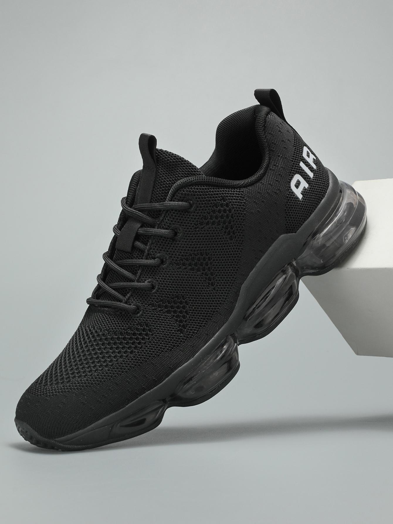 Men's Air Cushion Running Shoes Walking Jogging Fitness Gym Fashion Sneakers Lace Up Casual Comfortable Work Tennis Sport Athletic Trainers Black/Red