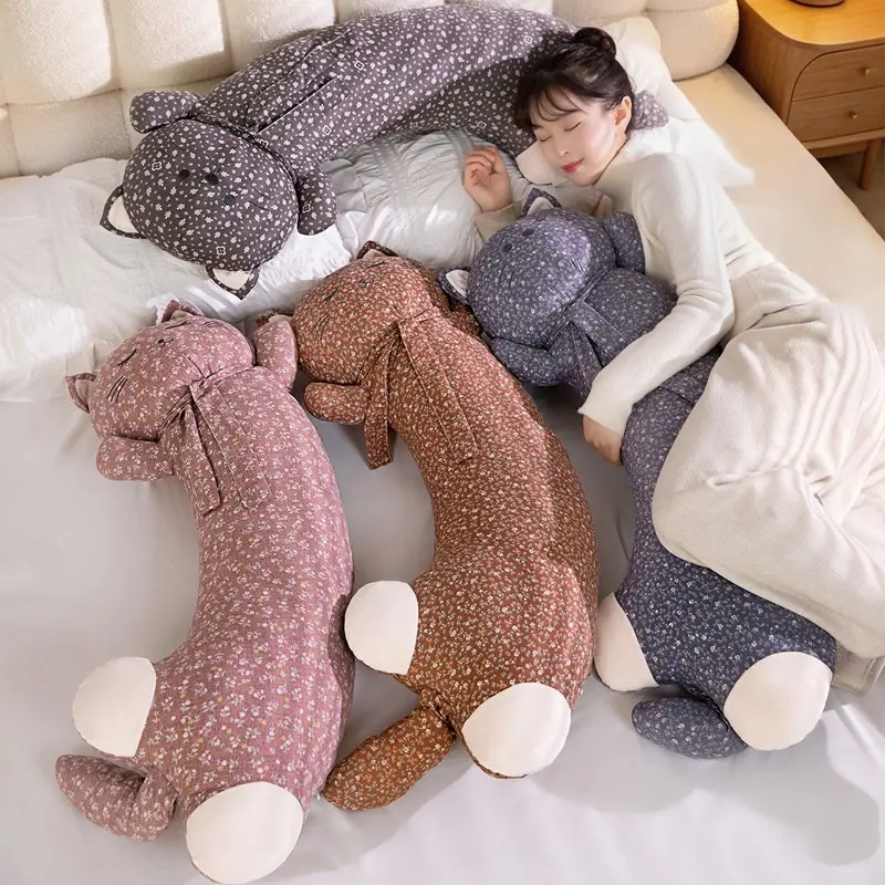Body Pillow Long cat Plush, Extra Filling Soft Cute Ultra-Soft Stretch Fabric, Huggable Cat Plush, For Bedtime, Sofa Back Cushion, Cute Kawaii Cat Design, Gift for Kids & Girls