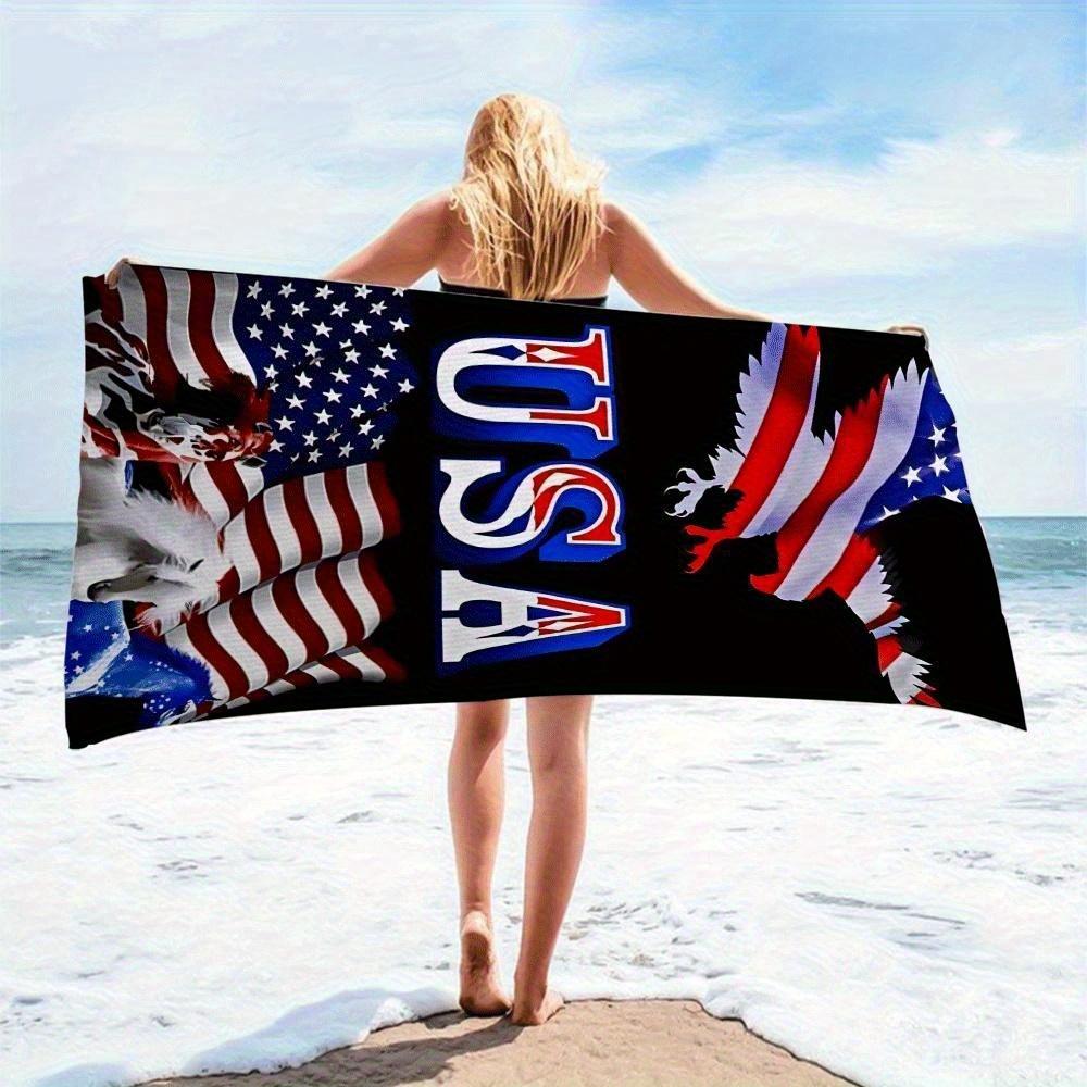 Trendy American Style Beach Towel Flag Horse Print Microfiber Soft Quick Dry Super Absorbent Ideal For Beach Pool Travel Party Decoration And Tea Towel  Match Team Color Matching large