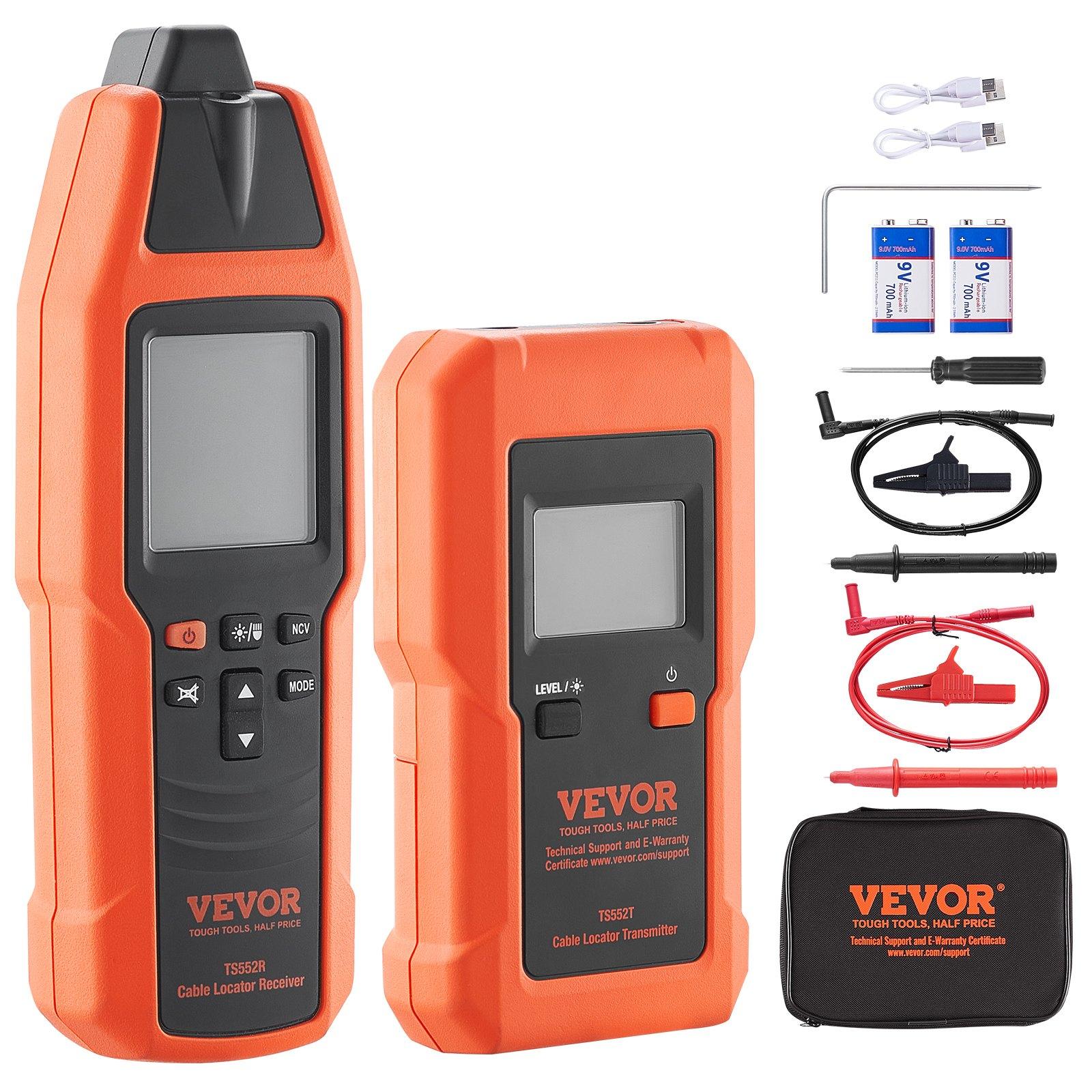 VEVOR Subterranean Wire Tracker, Up to 3 FT Detection Depth, Voltage Range 12-600V, Circuit and Line Break Locator, Extends to 6561 FT for Underground Pipes, Electric Fencing, Hidden Wires