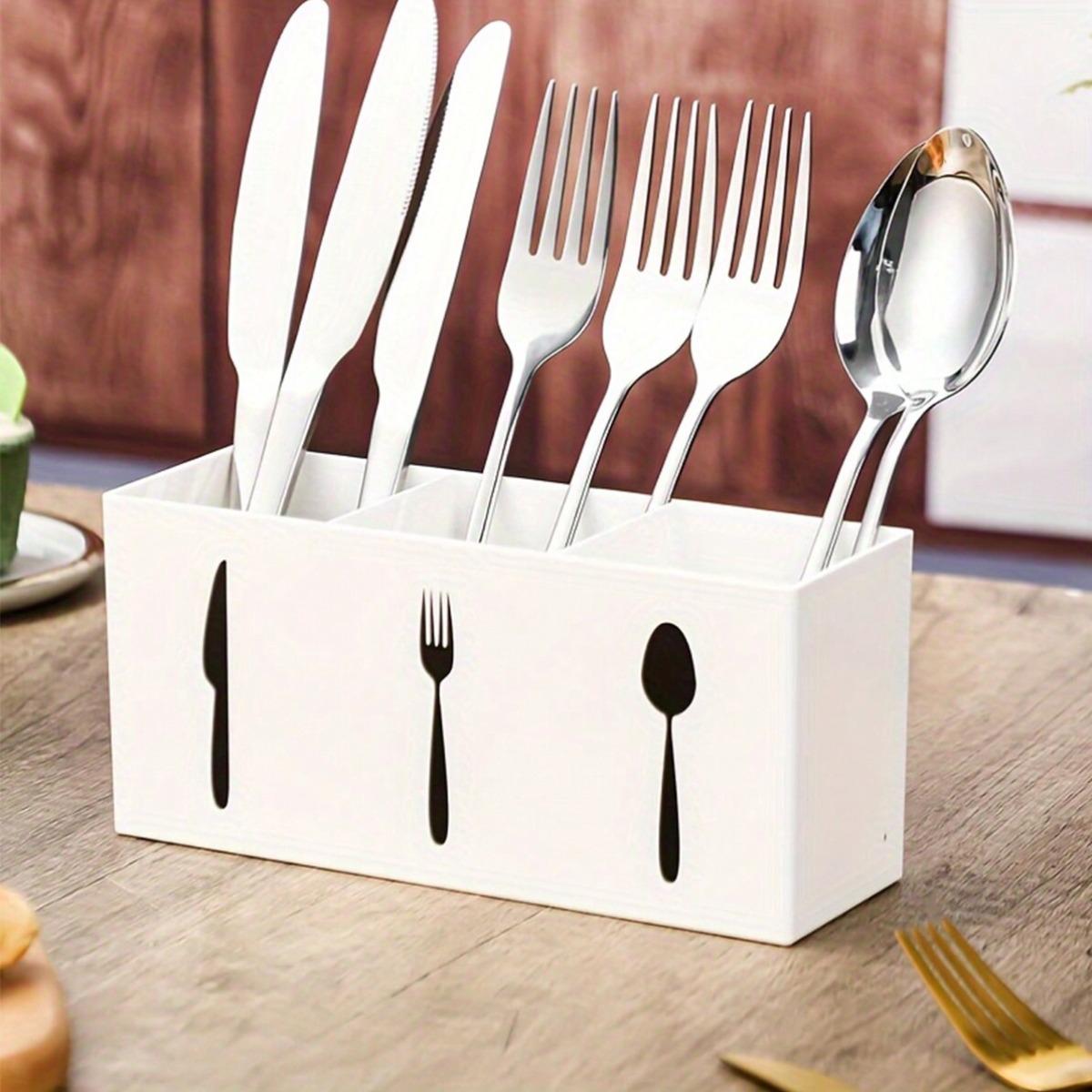 Multifunctional Kitchen Storage Organizer, Compact Plastic Utensil Rack for Spoons Knives Forks, Ideal Home and Restaurant Settings