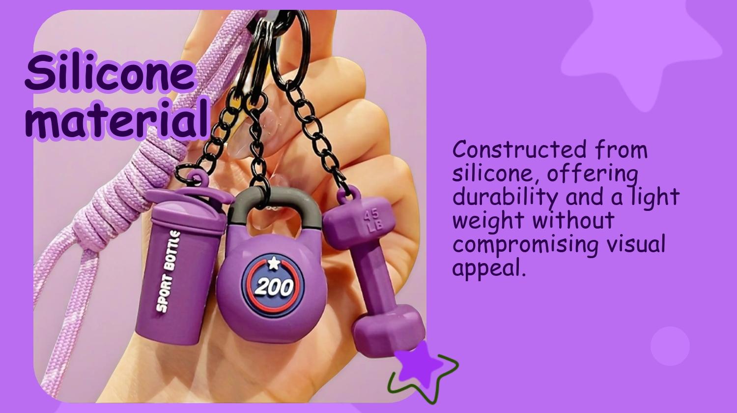 Dumbbell and Barbell Keychain Set, Creative Fitness Accessories, DIY Keychains & Bag Charms, Keychain Wristlet Strap, Keychain Accessory, Perfect Gift for Holi