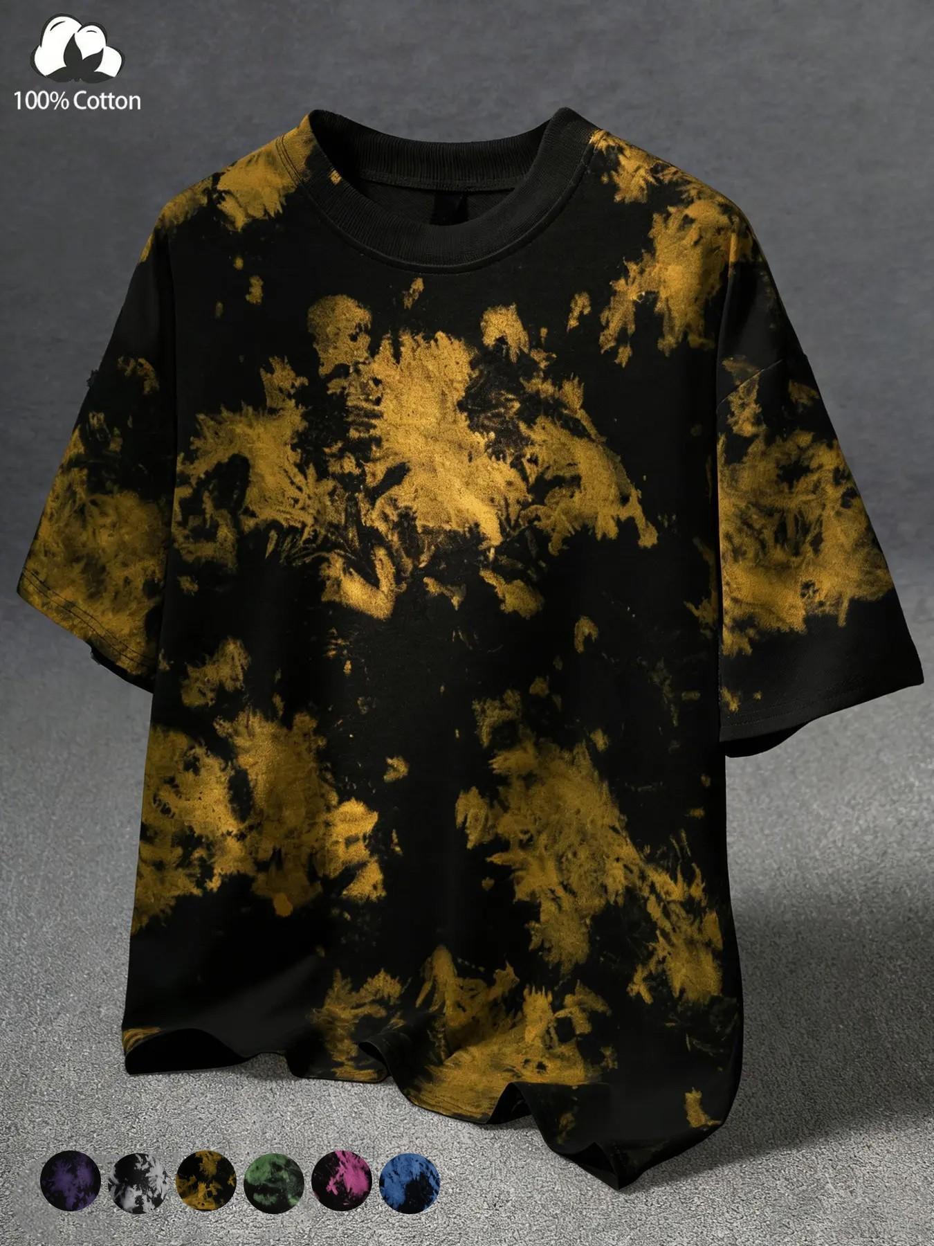 Unisex Vintage Stylish Street Style Tie-Dye Summer Short Sleeve Cotton T-Shirt, Y2K Fashion Streetwear, High Street Culture, Couple's Matching Casual Daily Wear Unisex Vintage Stylish Street Style Tie-Dye Summer Short Sleeve Cotton T-Shirt, Y2K Fashion Streetwear, High Street Culture, Couple's Matching Casual Daily Wear