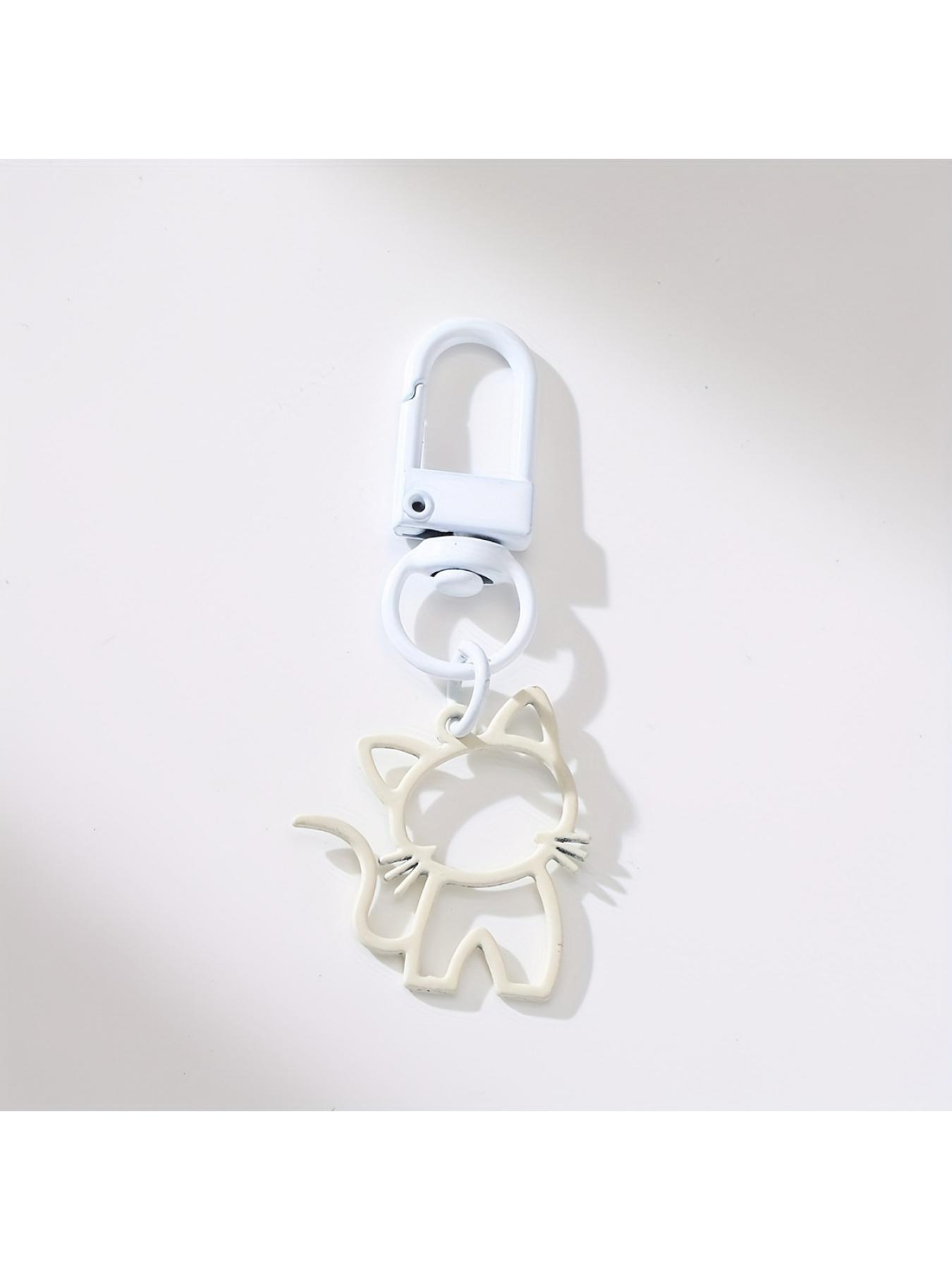 1pc Cute Cat Keychain with Hollow Design - Alloy Car Key & Backpack Charm, Colorful Cat Keyring for Valentine's Day Gift, Men's Fashion Accessory, Playful Key Holder | Quality Metal Ring Attachment, Cute Keychain