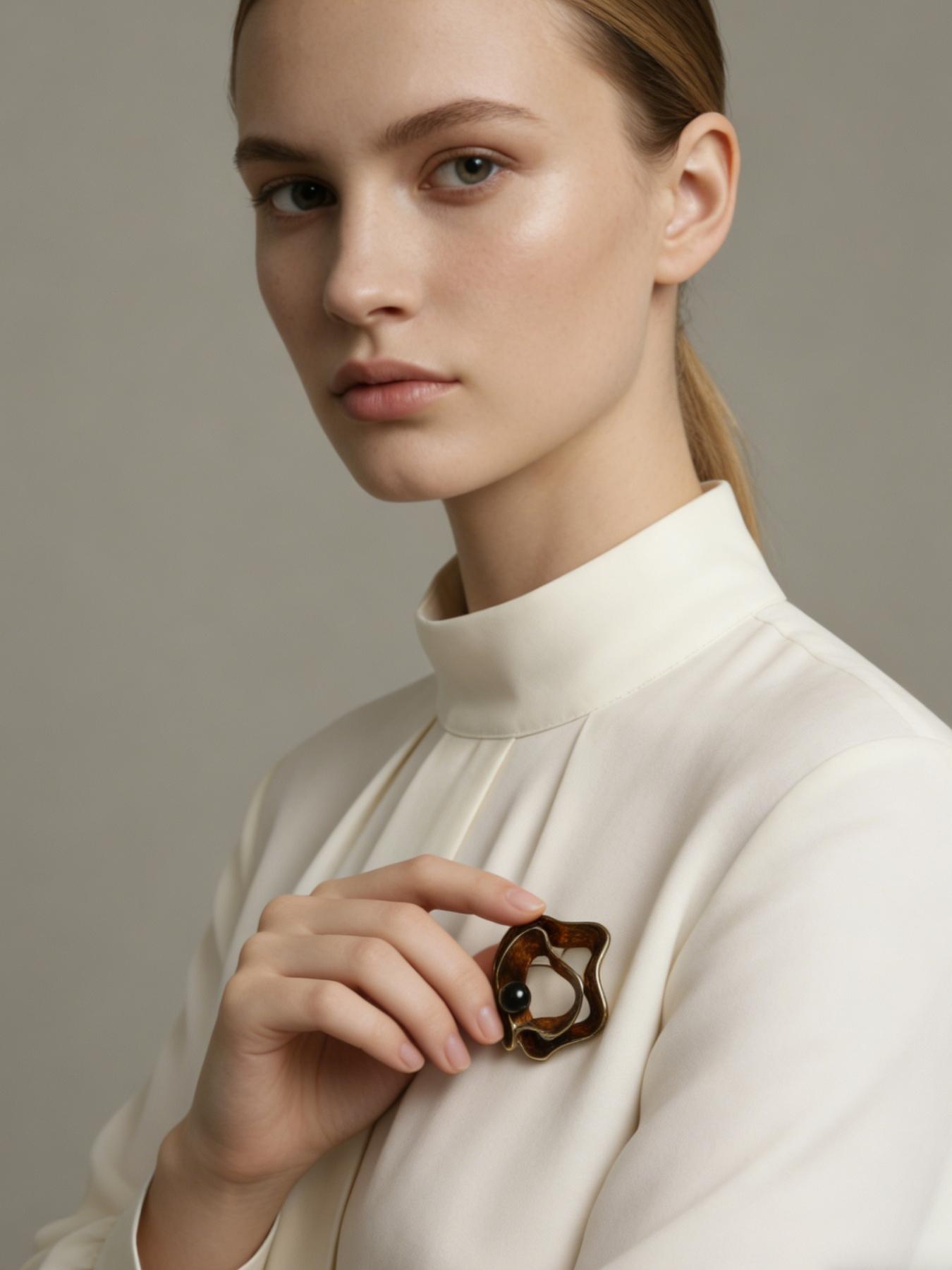 A stylish vintage distressed gold enamel wave-shaped brooch, suitable for daily wear, vacation dates, and other occasions, and also a delightful and exquisite little gift.