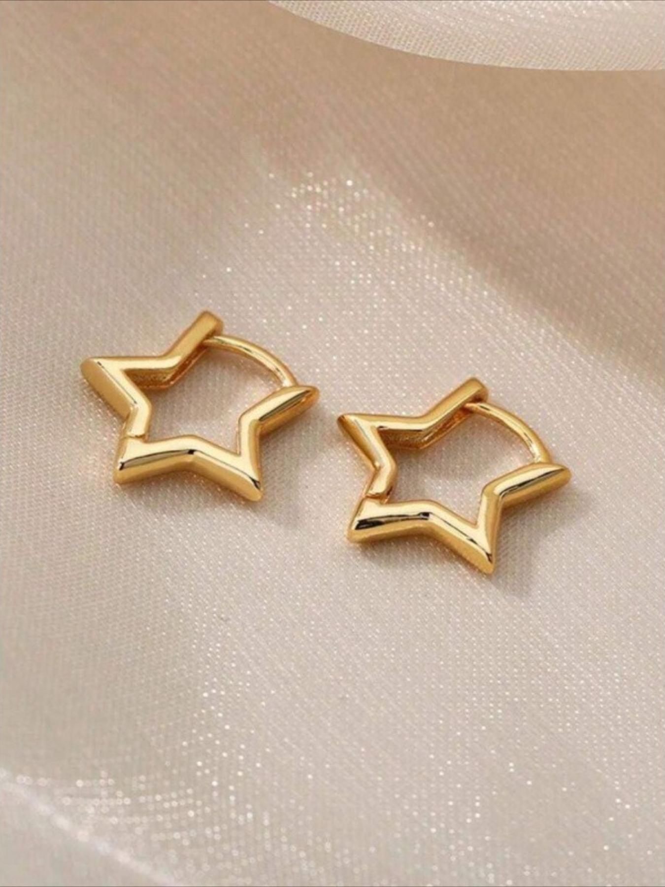 Fashion Simple Star Ear Cuffs, Fashionable Hoop Shape Earrings, Unique Design Women's Daily Commute Elegant Earrings, Versatile Jewelry for Everyday Wear, Hoops Shape Earrings