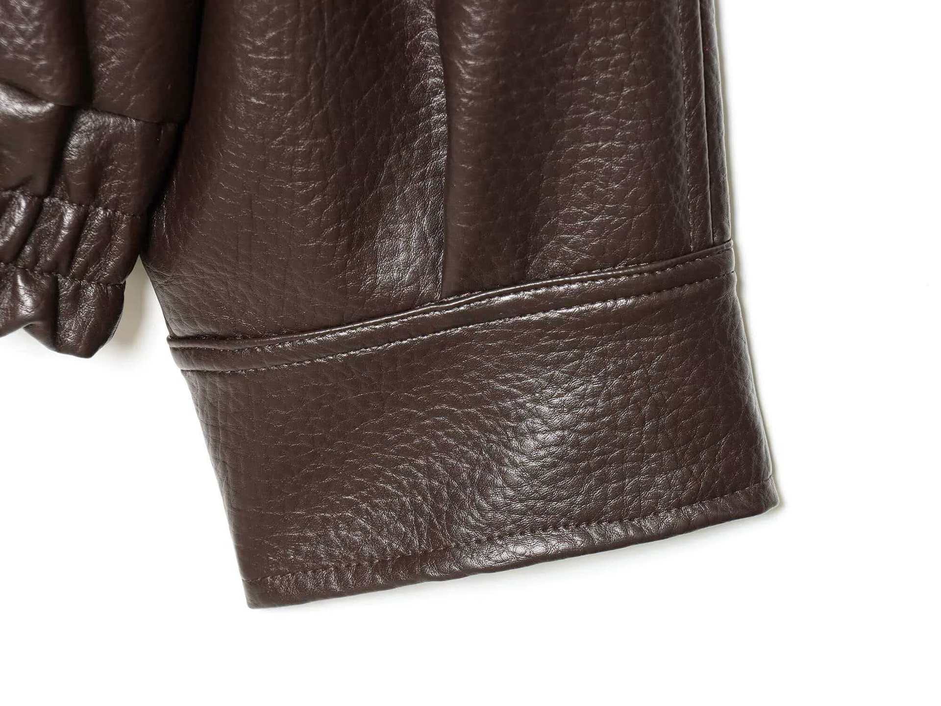 Women's Faux Leather Stand Collar Moto Jacket, Elastic Hem Casual Streetwear, Long Sleeve Water-Resistant Outerwear for Spring & Fall, Coats