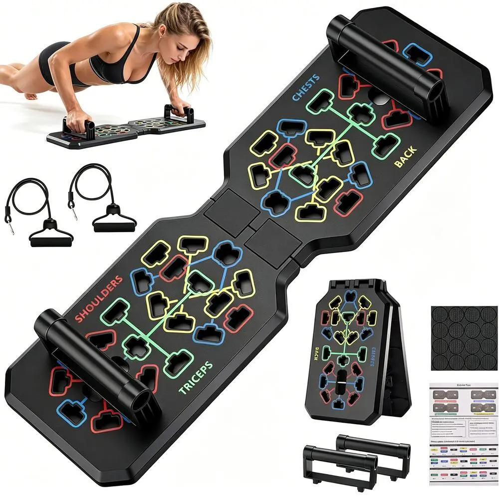 Push Up Board Portable Color Coded Workout Station, Multi-Position Strength Training Equipment for Men & Women Chest and Ab Workouts