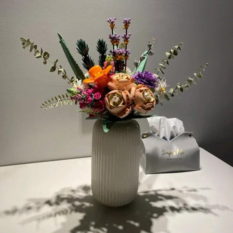 756 pieces of 10280 romantic flower bouquet decorative building blocks, suitable for girlfriends' birthdays, Christmas parties gifts