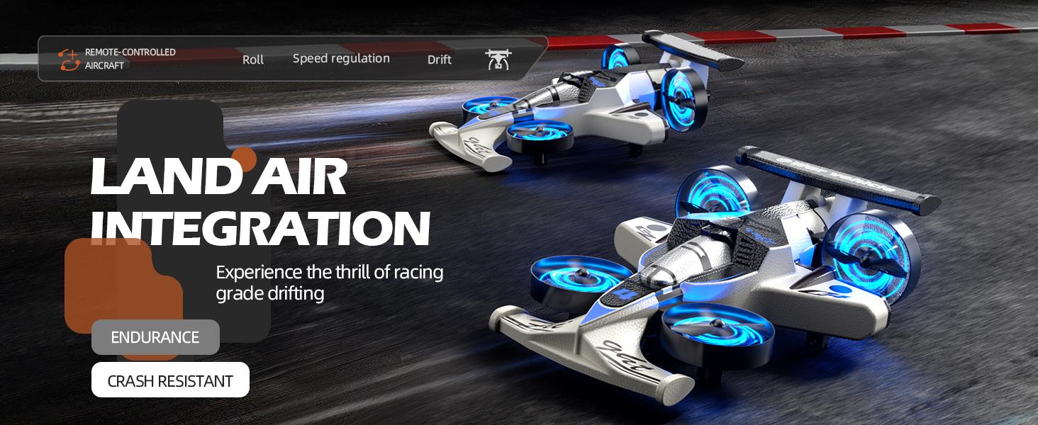 Remote control airplane and car toys, suitable for children aged 4, 6, 8, 10 and 12. 2-in-1 foam remote control plane & car, jet mini drone, stunt racing car & airplane toys. Ideal for boys aged 4–9 and beginners, playable indoors and outdoors,