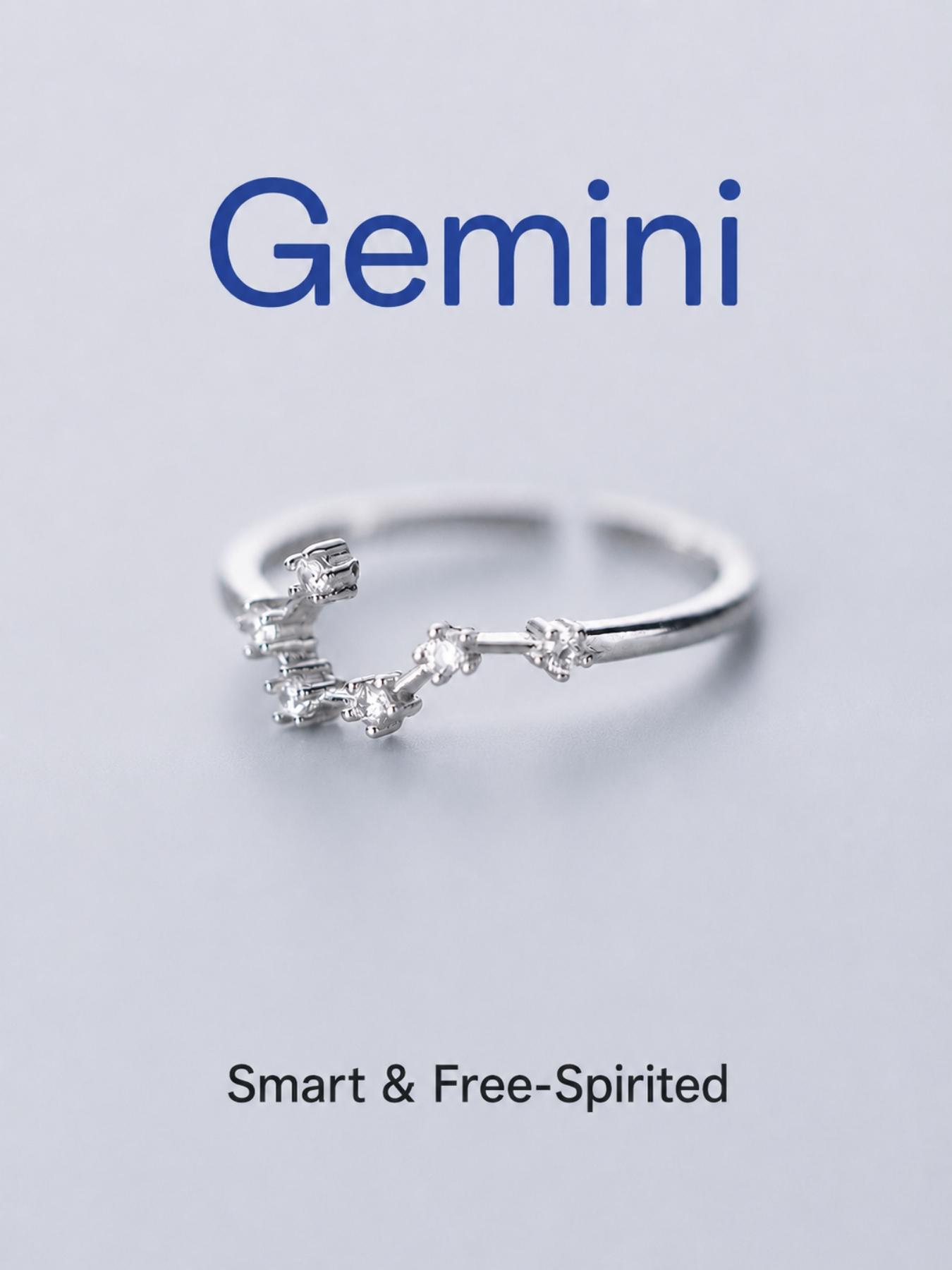12 Zodiac Constellation Rings Set, Adjustable Open Star Sign Rings, Silver Tone Astrology Jewelry for Women, Fashion Ring