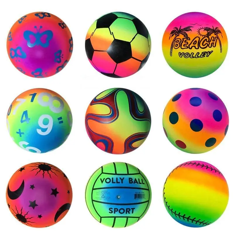 Rainbow Ball Indoor and outdoor racket ball Inflatable leather ball Flower colored ball Multiple colored patterns 2pcs