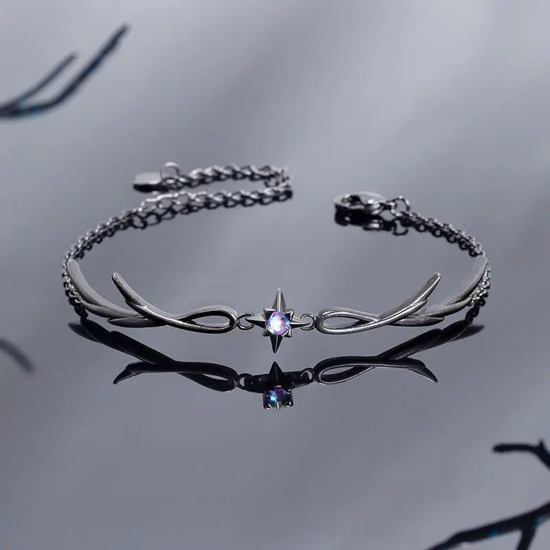 Women's Punk Look Twilight Black Feather Motif Diamond Alloy Bracelet-Bangle - 1 Size, Daily Wear, Exquisite Gift Option, Bangles, One Size