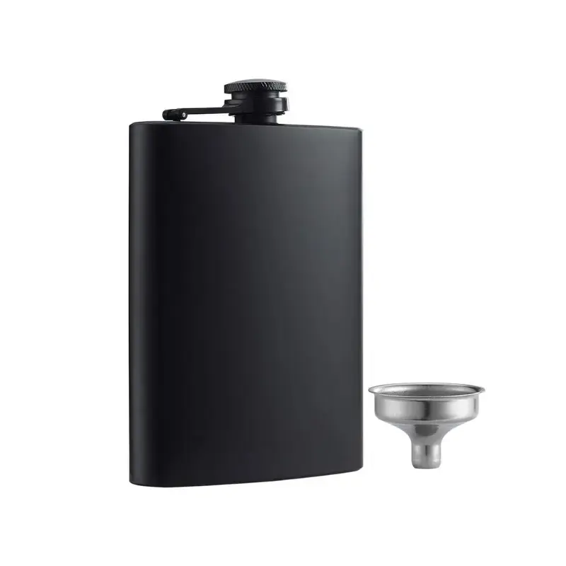 Matte Black 8oz Stainless Steel Hip Flask with Funnel – Leakproof Liquor Flask for Whiskey, Vodka, Liquor Gifts – Father’s Day, Birthday, Groomsmen & Holiday Present