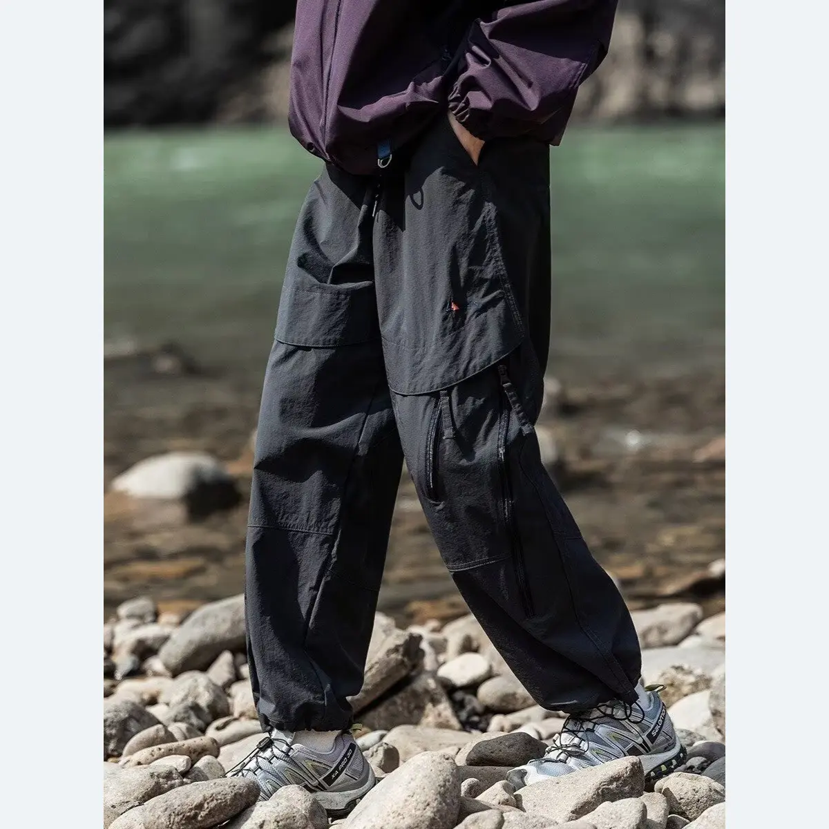 Men's Outdoor Cargo Hiking Pants, Lightweight Water‑Resistant Multi‑Zipper Pockets Drawstring Ankle Cuffs Tactical Trousers, Multi‑Color Available