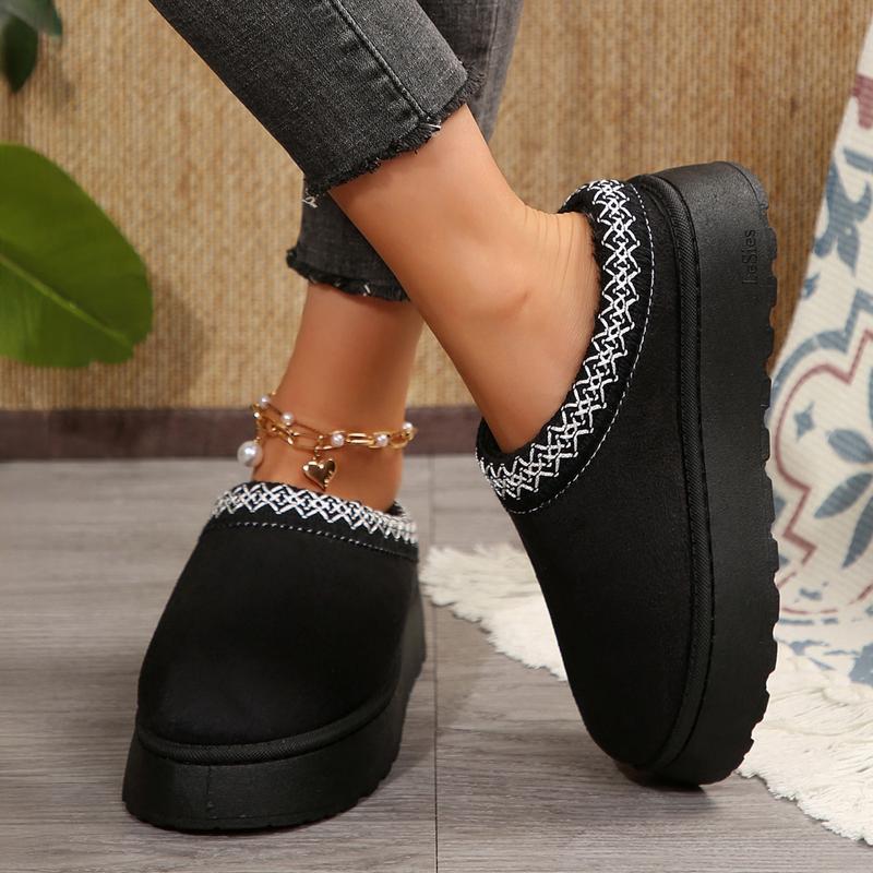 Faux Leather Suede Countertop Fluffy Women's Slippers Comfortable Anti-slip Snow Boots Winter Outdoor Indoor Use Springfresh