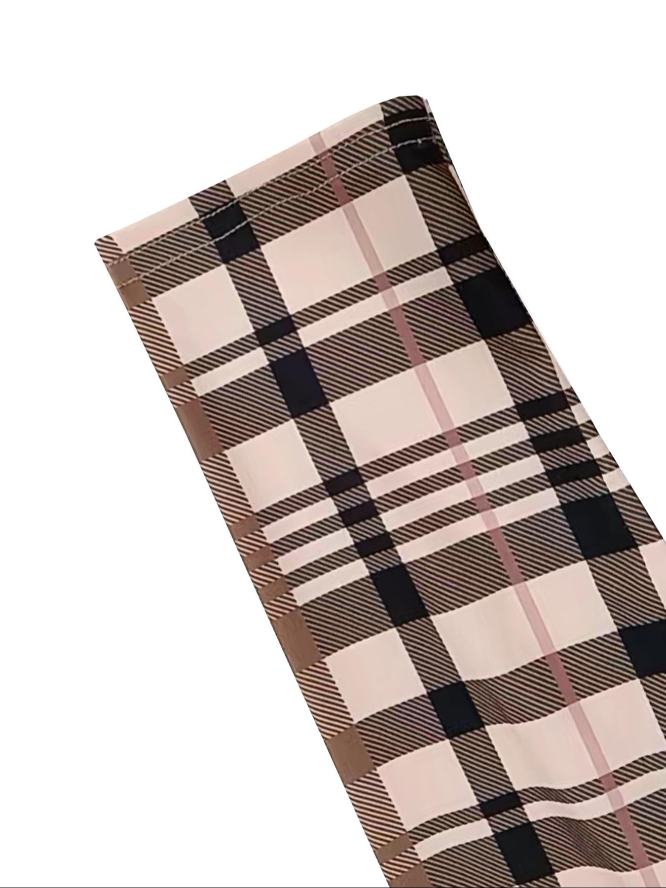 Women's Sexy Plaid Bodycon Jumpsuit with Zipper Front & Ruched Design, Tight-Fitting Long Sleeve Jumpsuit for Fall & Winter