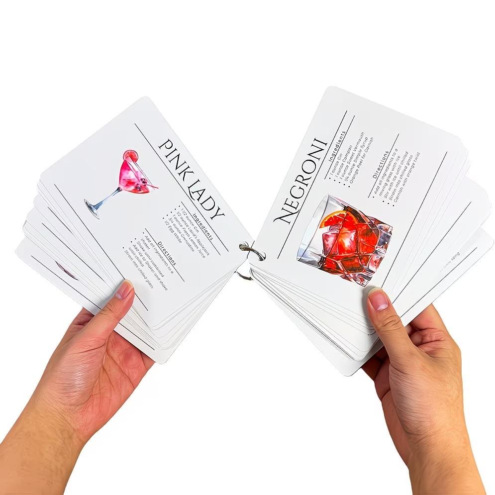 Bartender Starter Cocktail Recipe Cards, Classic Drink Quick Reference Guide, Perfect for Beach Home Bar Parties, 27 Cards 54 Recipes