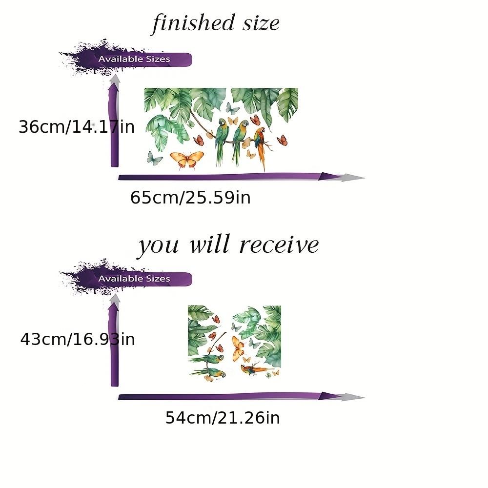 Tropical Leaf Parrot Wall Sticker, Plant Leaf Butterfly Bird Wall Sticker, Suitable for Bedroom Bathroom Kitchen Decor