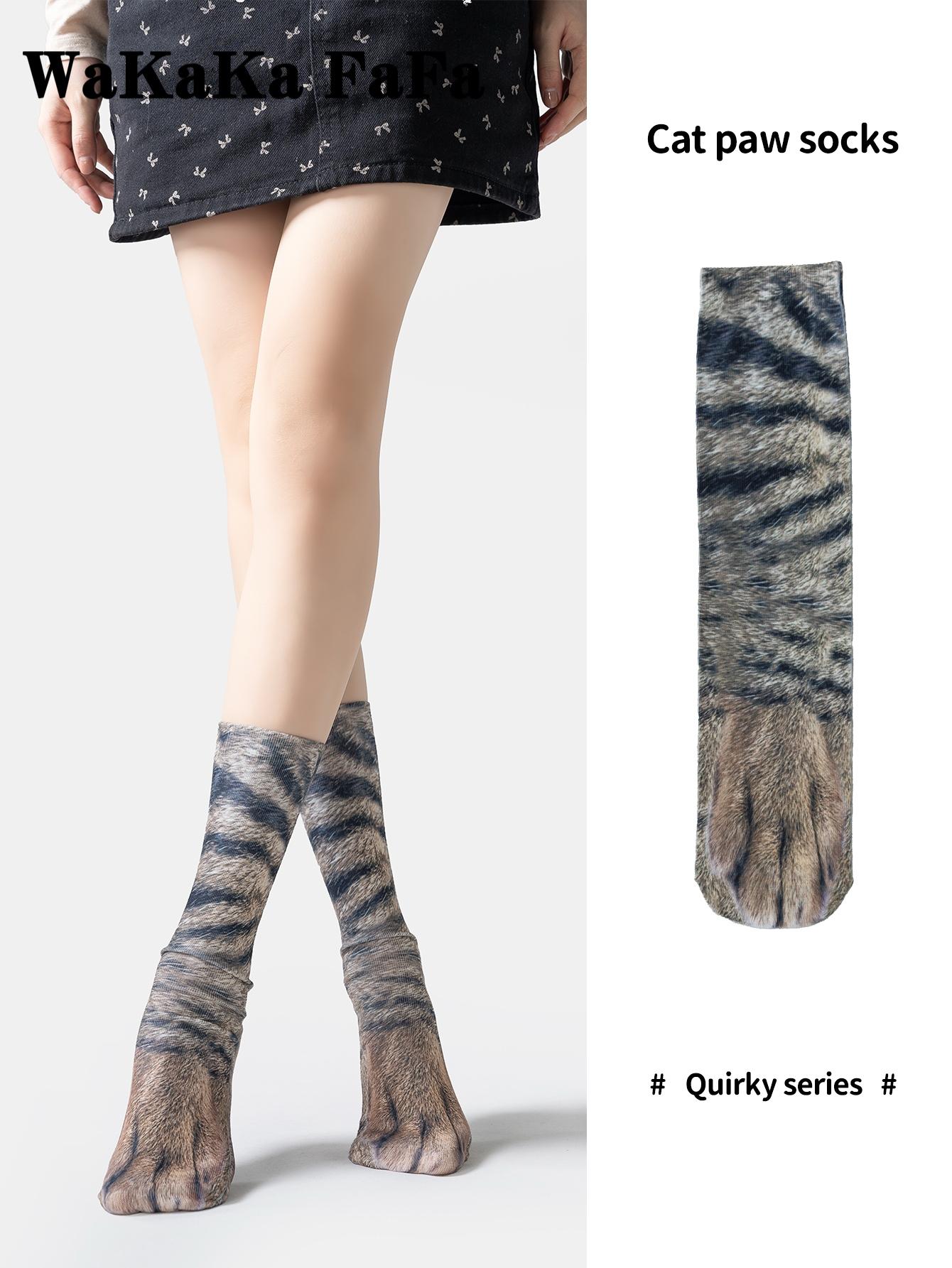 1Pairs Of Funny Tiger Claw Floor Socks for Boys Girls, 3D Digital Print Knee High Socks, Unisex Home Prank Socks, Must-Have Trendy Footwear