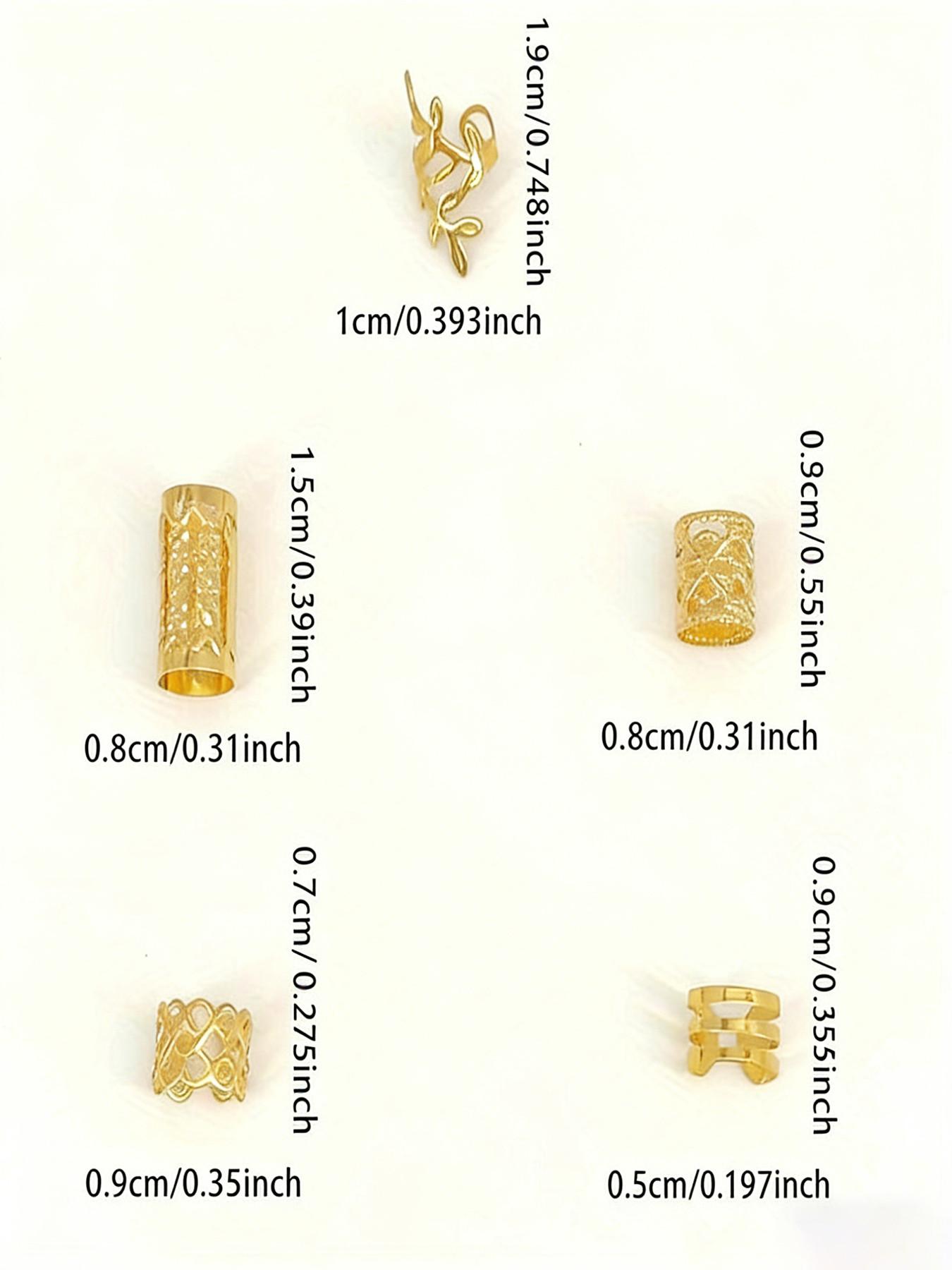 50 Pcs Boho Style Hair Rings Set, Vintage Alloy Hair Bands, Hollow Round Women's Headwear, Elegant Solid Color Braided Hair Accessories