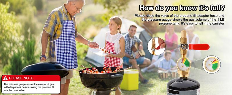 3FT Propane Refill Adapter Hose for 1 lb. Tanks - Refillable Propane Cylinder, Compatible with 1 lb. Propane Tank and 1 lb Throwaway Disposable Cylinder Propane Bottle Connector