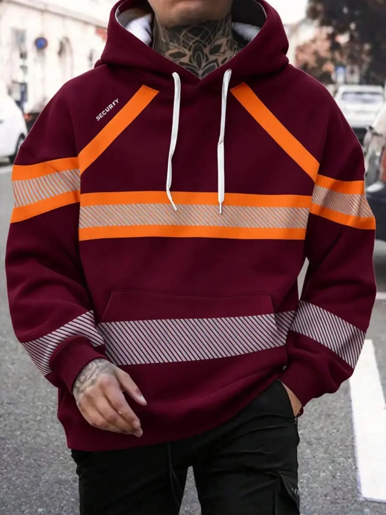 Men's Hoodie, Long Sleeve Loose Casual Safety Work Hooded Sweatshirt