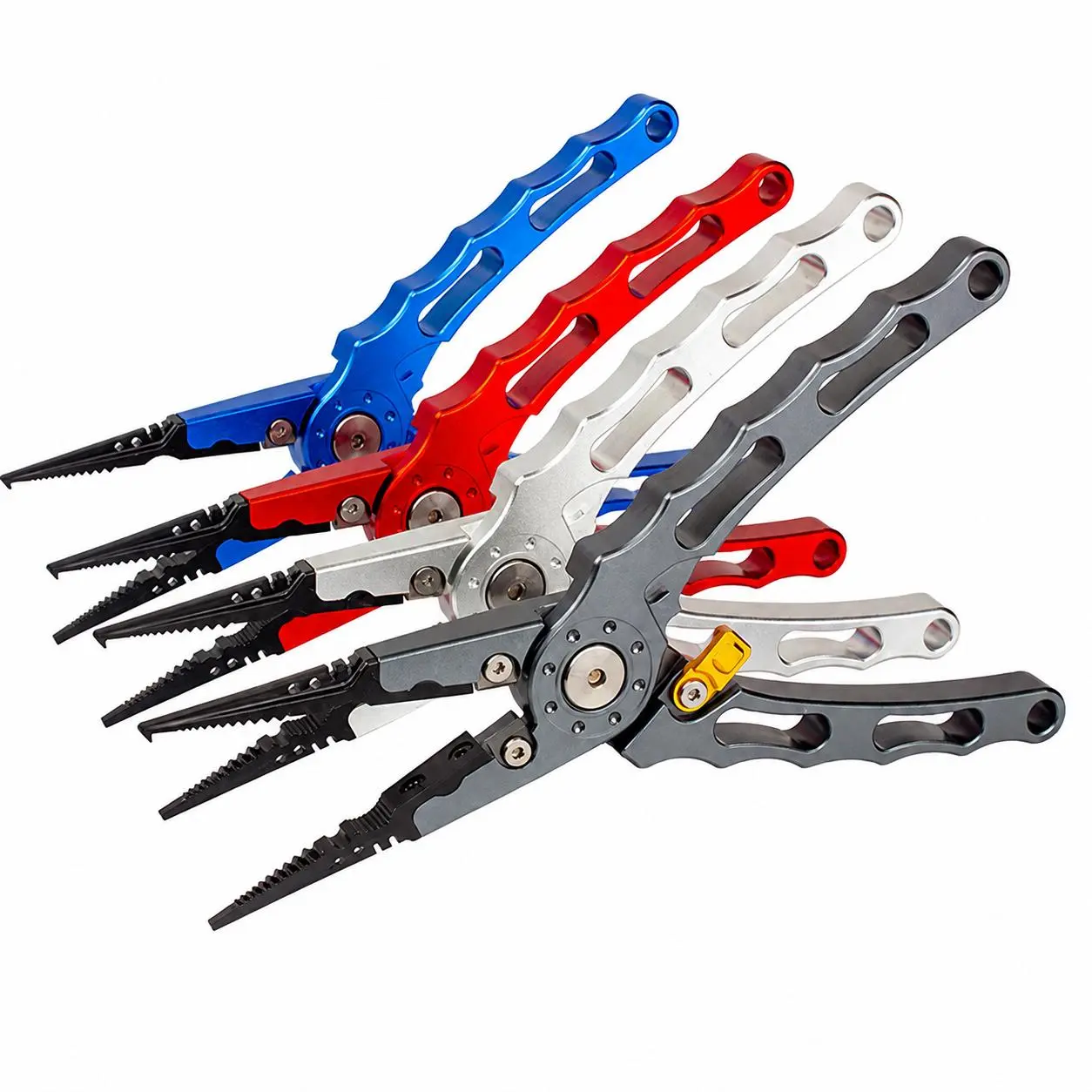 Heavy-Duty Aluminum Body Fishing Pliers - Fishing Accessories with Secure Locking Mechanism, Tungsten Blades, Multi-Function Tool for Lure Fishing, Hook Removal, Line Trimming, Outdoor Angling