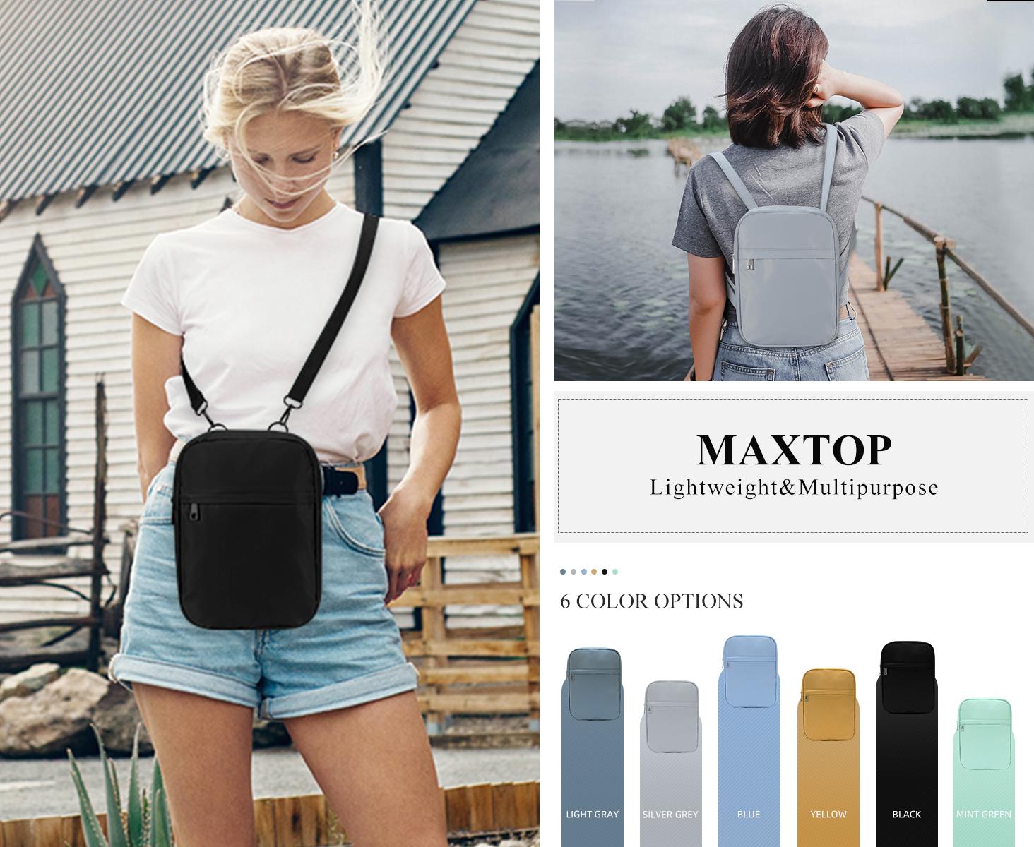 MAXTOP Crossbody Bags for Women Men Multi Position Messenger Bag Lightweight Mini Backpack Purse for Travel Casual Walking multiple pocket design