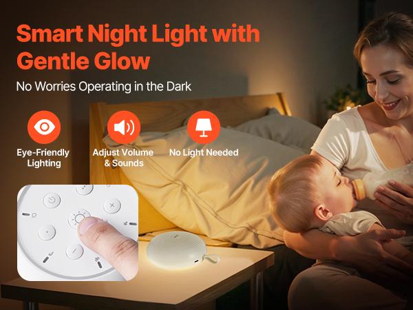 Summervibes VEVOR Sound Machine, 30 Soothing Sleep Sounds, 3-in-1 Portable and Hangable White Noise Sound Machine with Auto-Off Timer, Soft Ring Light and Memory Function, for Baby, Adults, Home, Office Travel